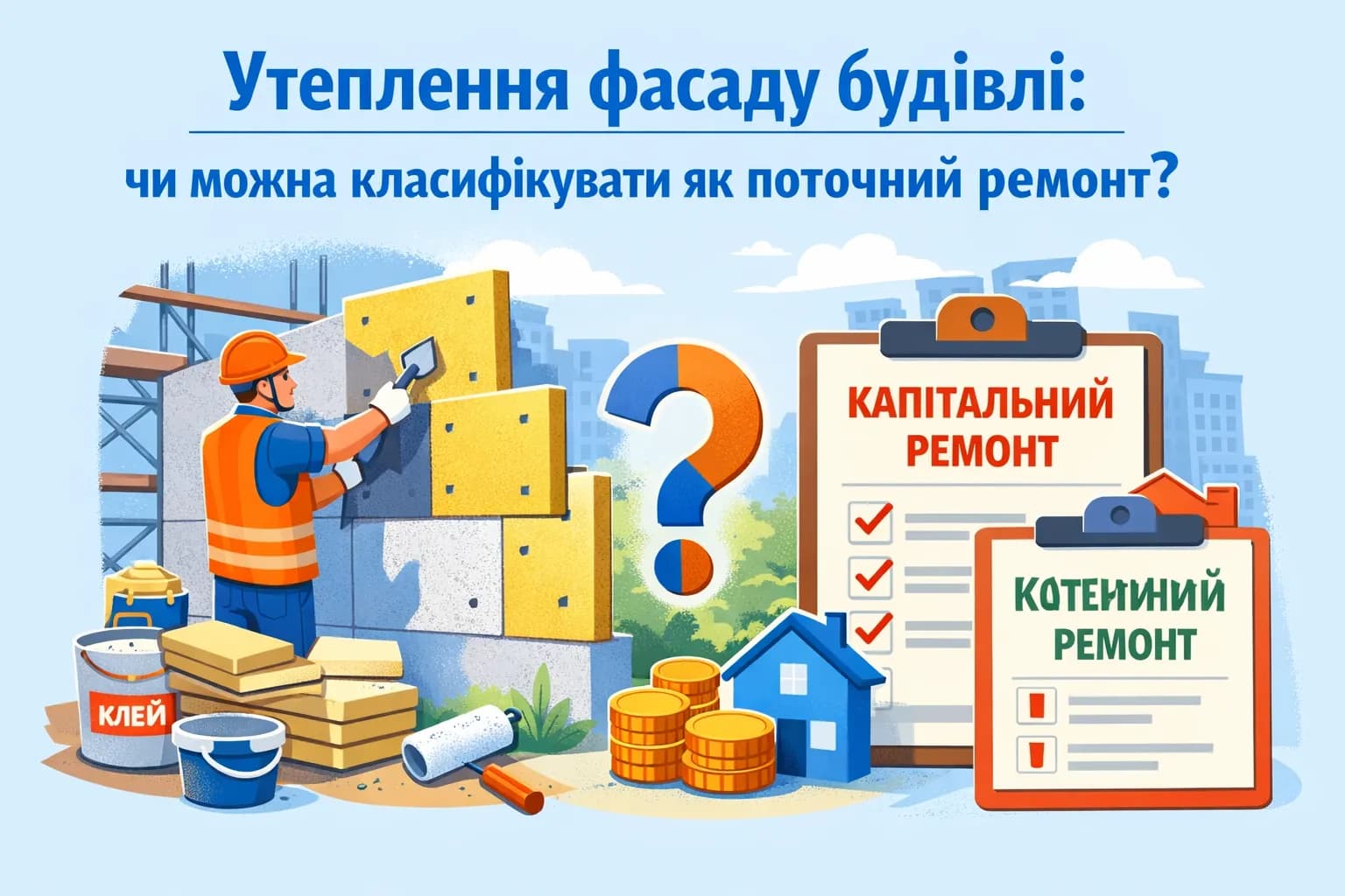 Утеплення фасаду будівлі: чи можна класифікувати як поточний ремонт?