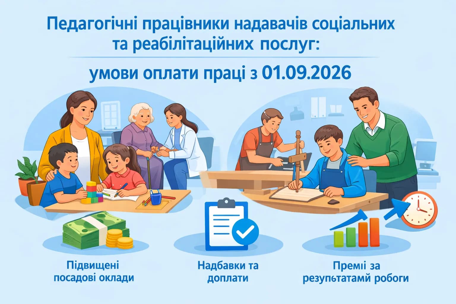 Педагогічні працівники надавачів соціальних та реабілітаційних  послуг: умови  оплати праці з 01.09.2026