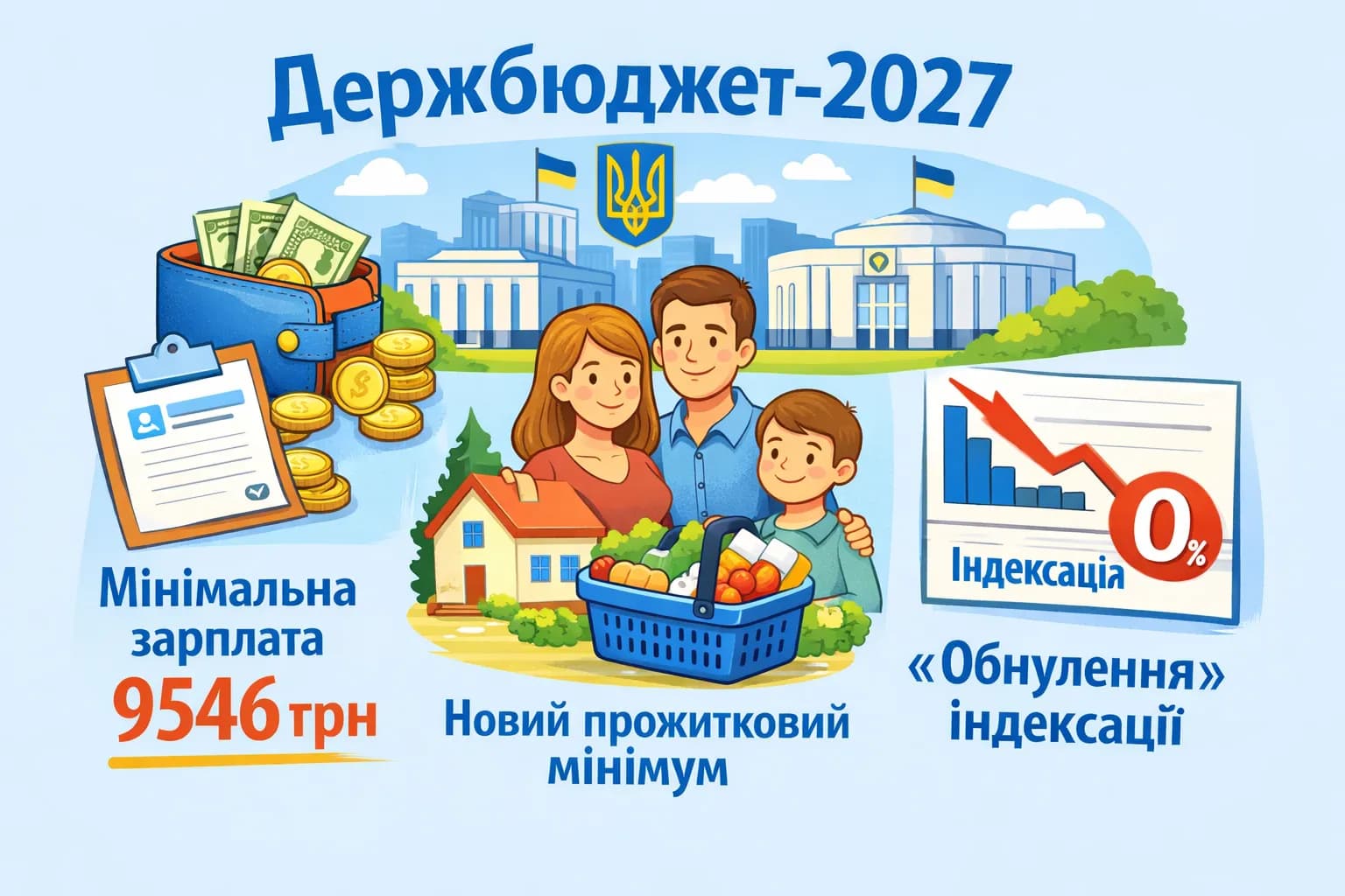 Держбюджет-2027: мінімальна зарплата 9546 грн, новий прожитковий мінімум та «обнулення» індексації
