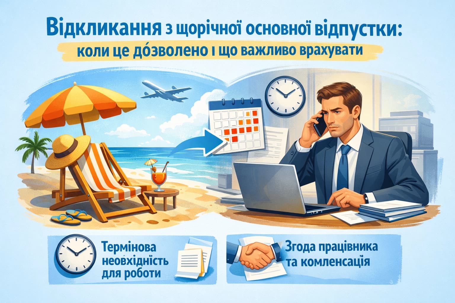 Відкликання з щорічної основної відпустки: коли це дозволено і що важливо врахувати