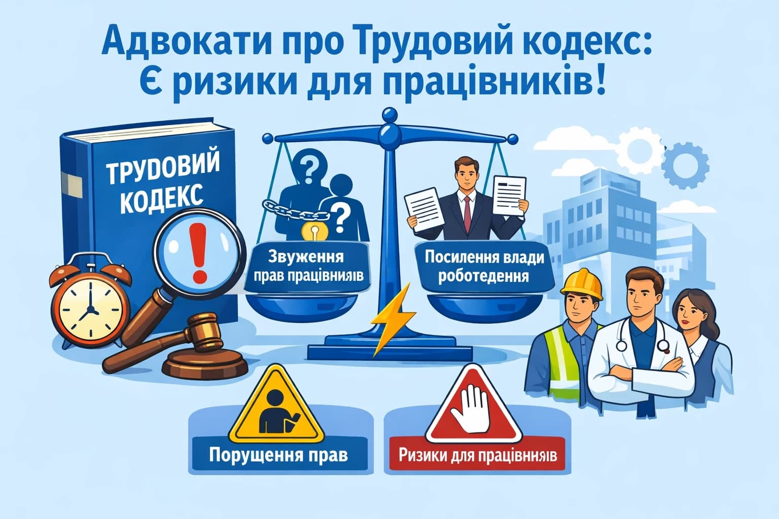 Адвокатська спільнота підтримує оновлення трудового законодавства, але застерігає: проєкт Трудового кодексу містить низку ризиків — від можливого звуження прав працівників до надмірних повноважень роботодавця.
