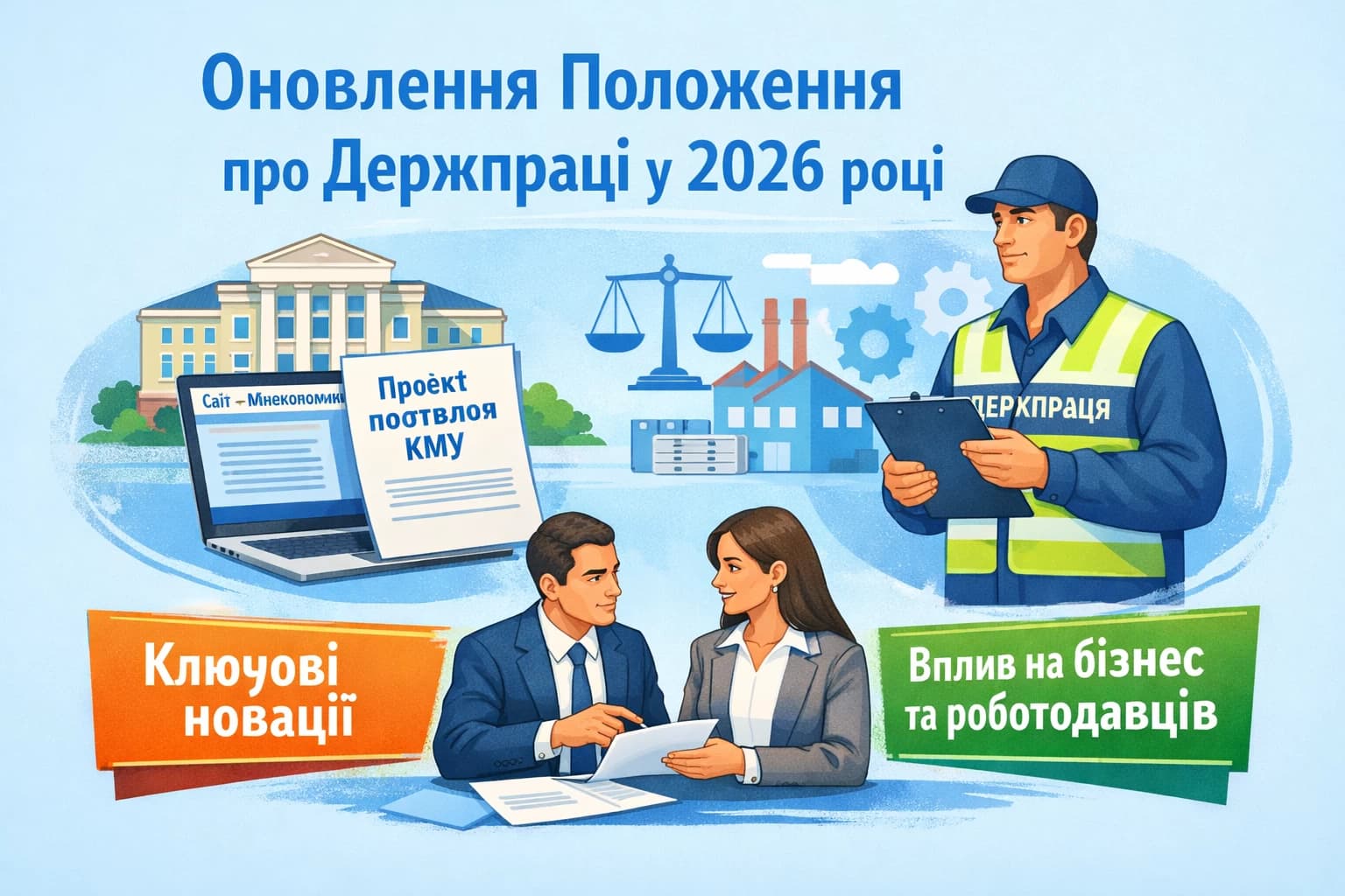 У 2026 році планується масштабне оновлення Положення про Державну службу України з питань праці”, яке регулює діяльність Держпраці. Відповідний проєкт постанови КМУ оприлюднено на сайті Мінекономіки. Розглянемо ключові новації та їх вплив на бізнес і роботодавців.