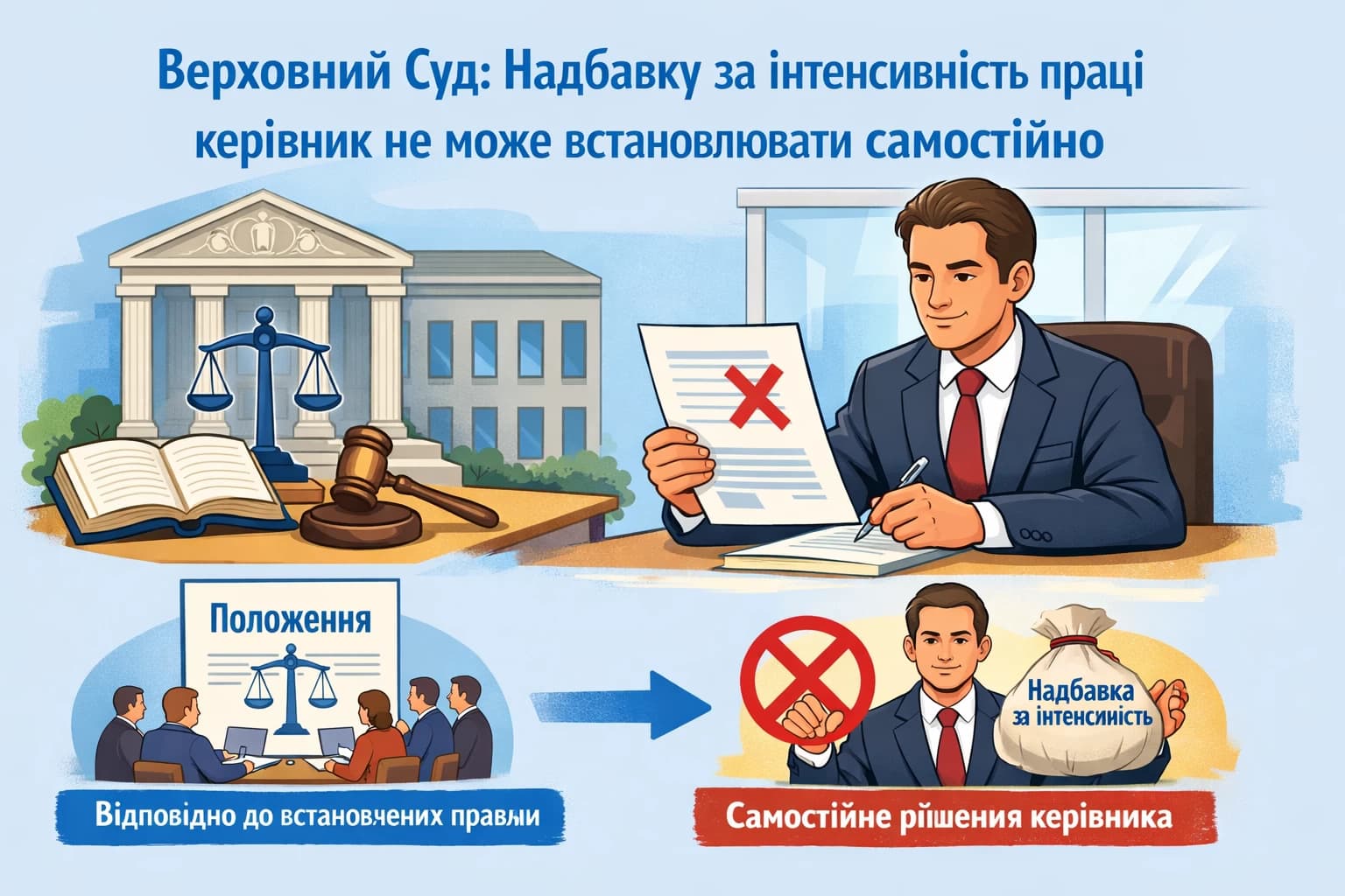 Верховний Суд: надбавку за інтенсивність праці керівник не може встановлювати самостійно