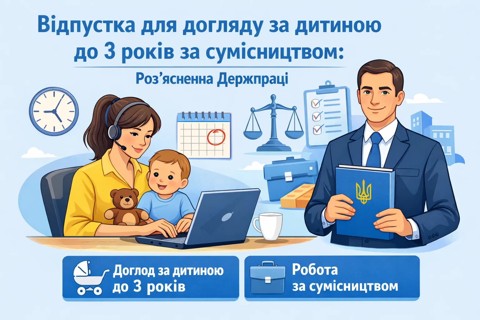 Відпустка для догляду за дитиною до 3 років за сумісництвом: роз’яснення Держпраці