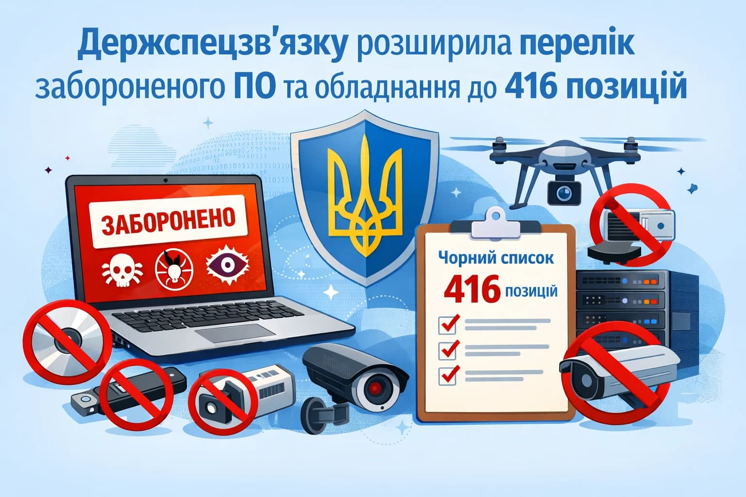 Держспецзв’язку розширила перелік забороненого програмного забезпечення та обладнання до 416 позицій