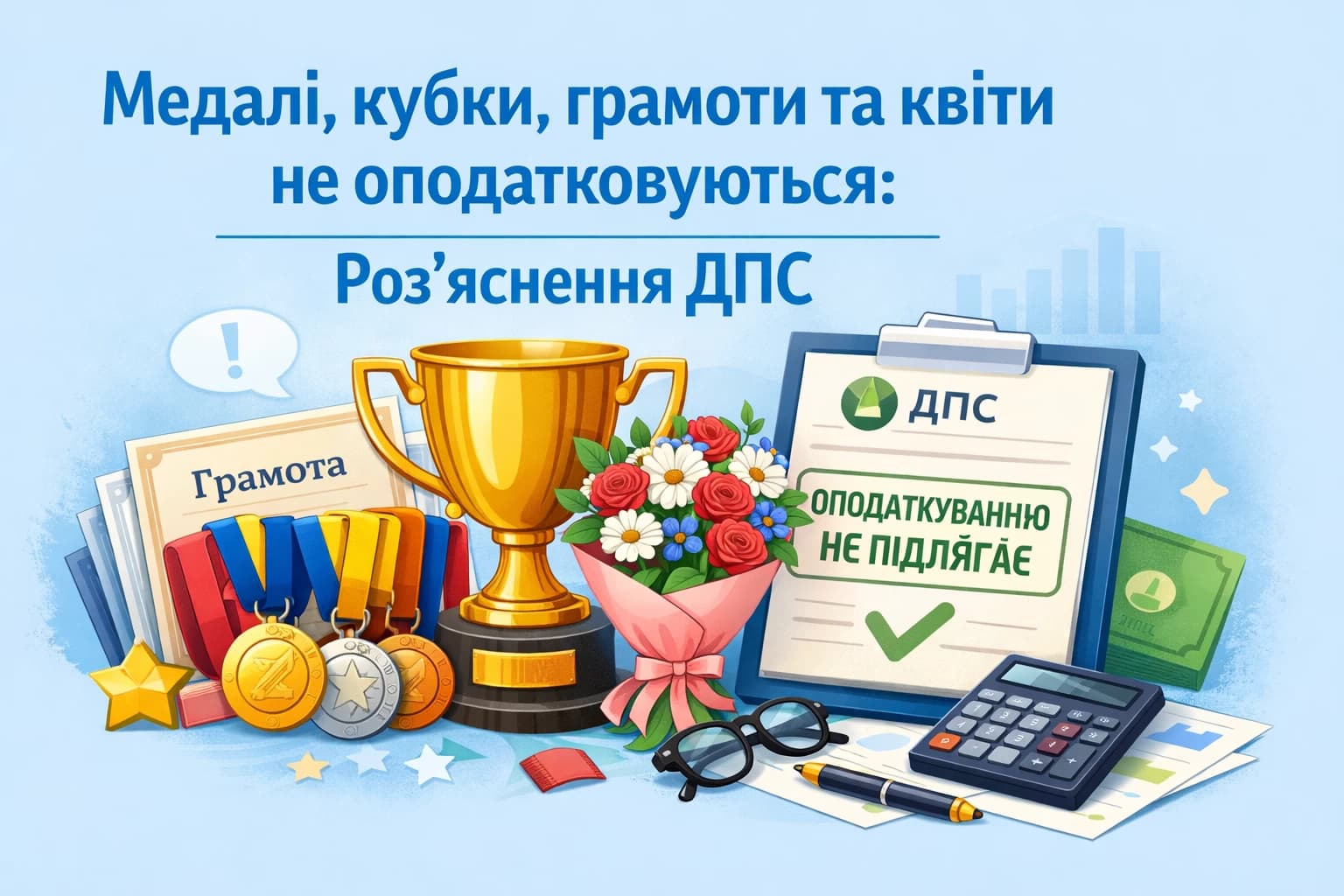 Медалі, кубки, грамоти та квіти не оподатковуються: роз’яснення ДПС