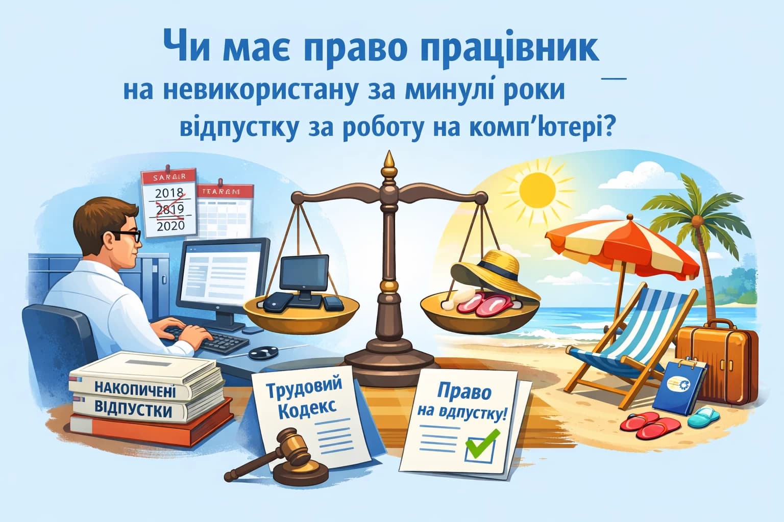 Чи має право працівник на невикористану за минулі роки відпустку за роботу на комп’ютері?