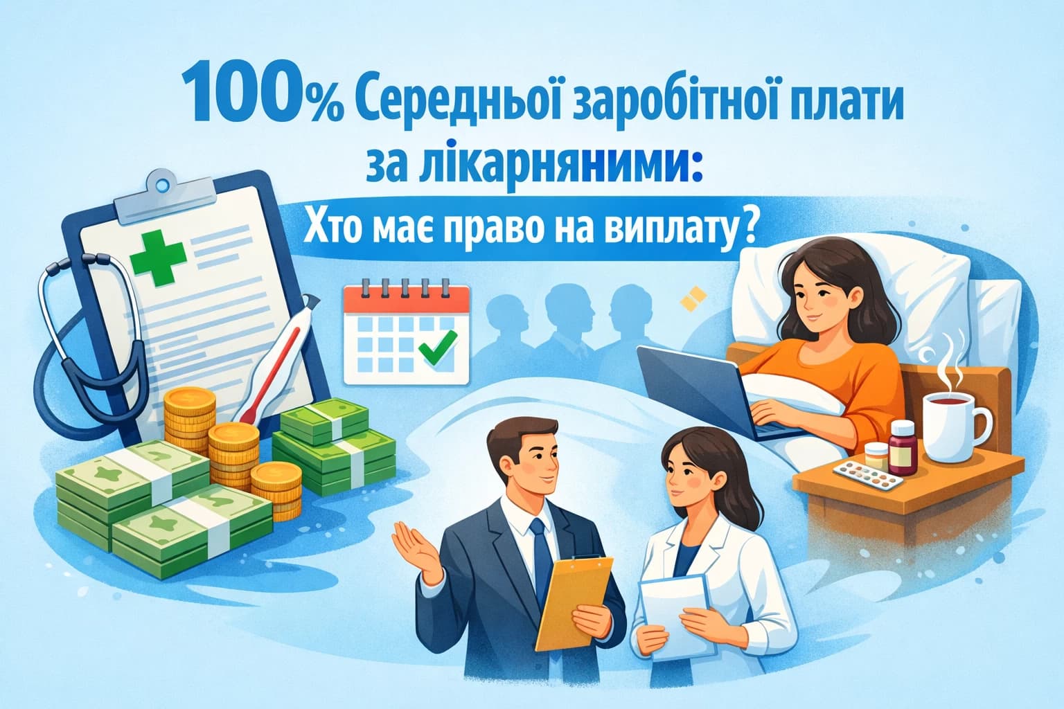 100 % середньої заробітної плати за лікарняними: хто має право на виплату?