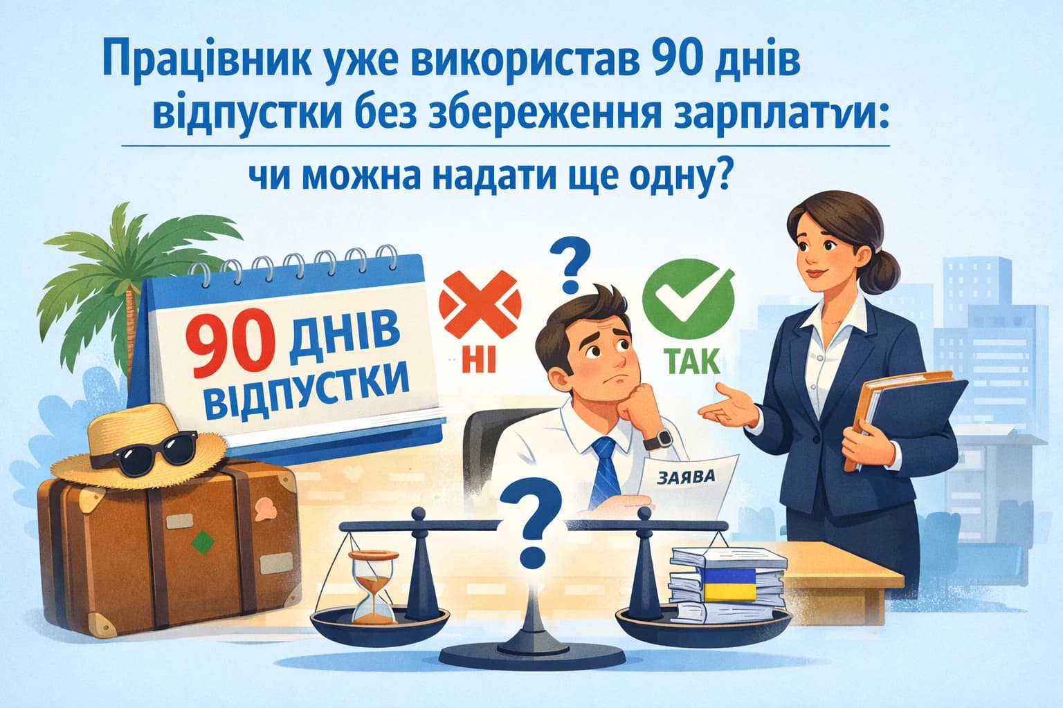 Працівник уже використав 90 днів відпустки без збереження зарплати: чи можна надати ще одну