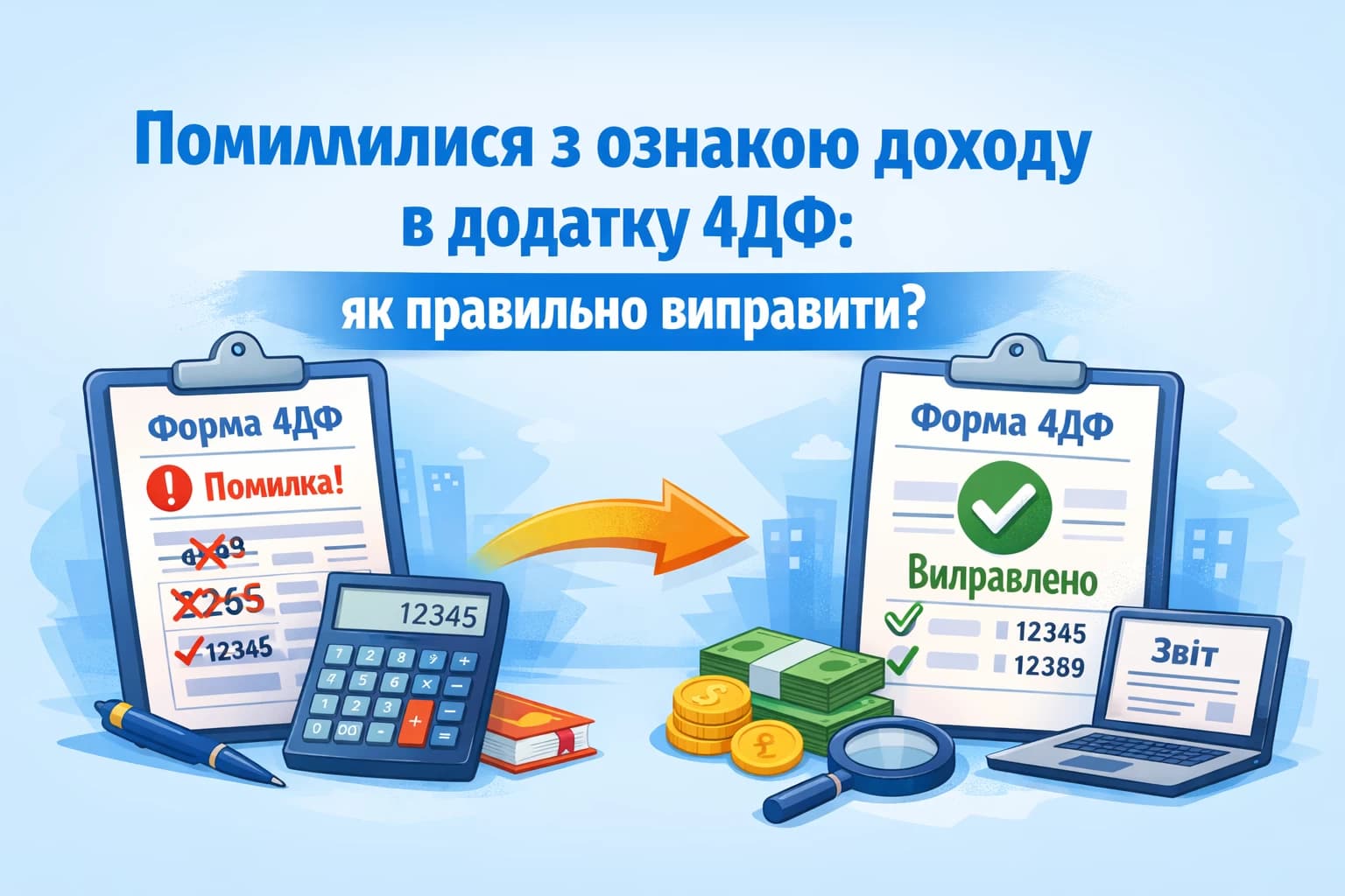 Помилилися з ознакою доходу в додатку 4ДФ: як правильно виправити?