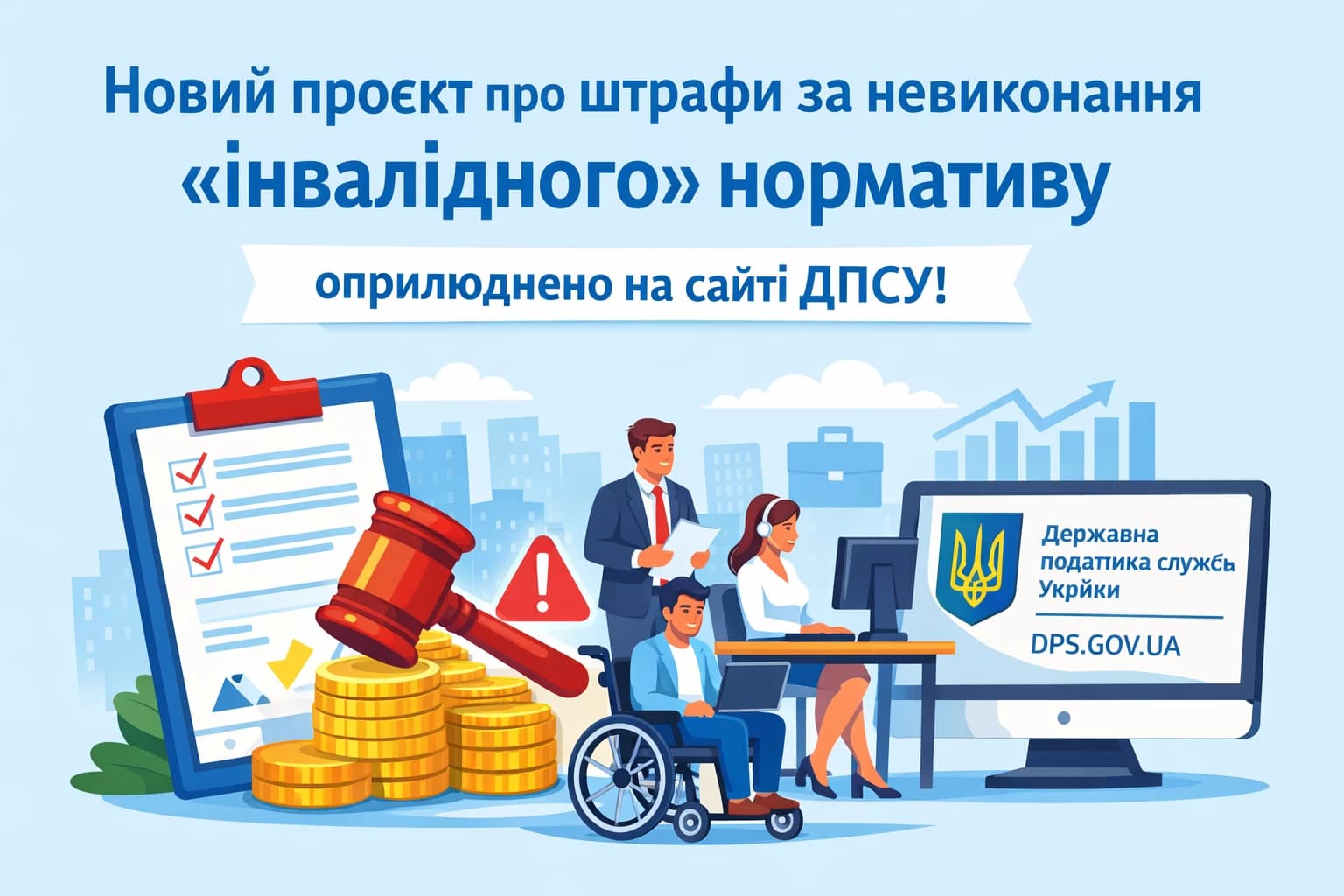 Проєкт порядку штрафування за недотримання «інвалідного» нормативу оприлюднено на сайті ДПСУ