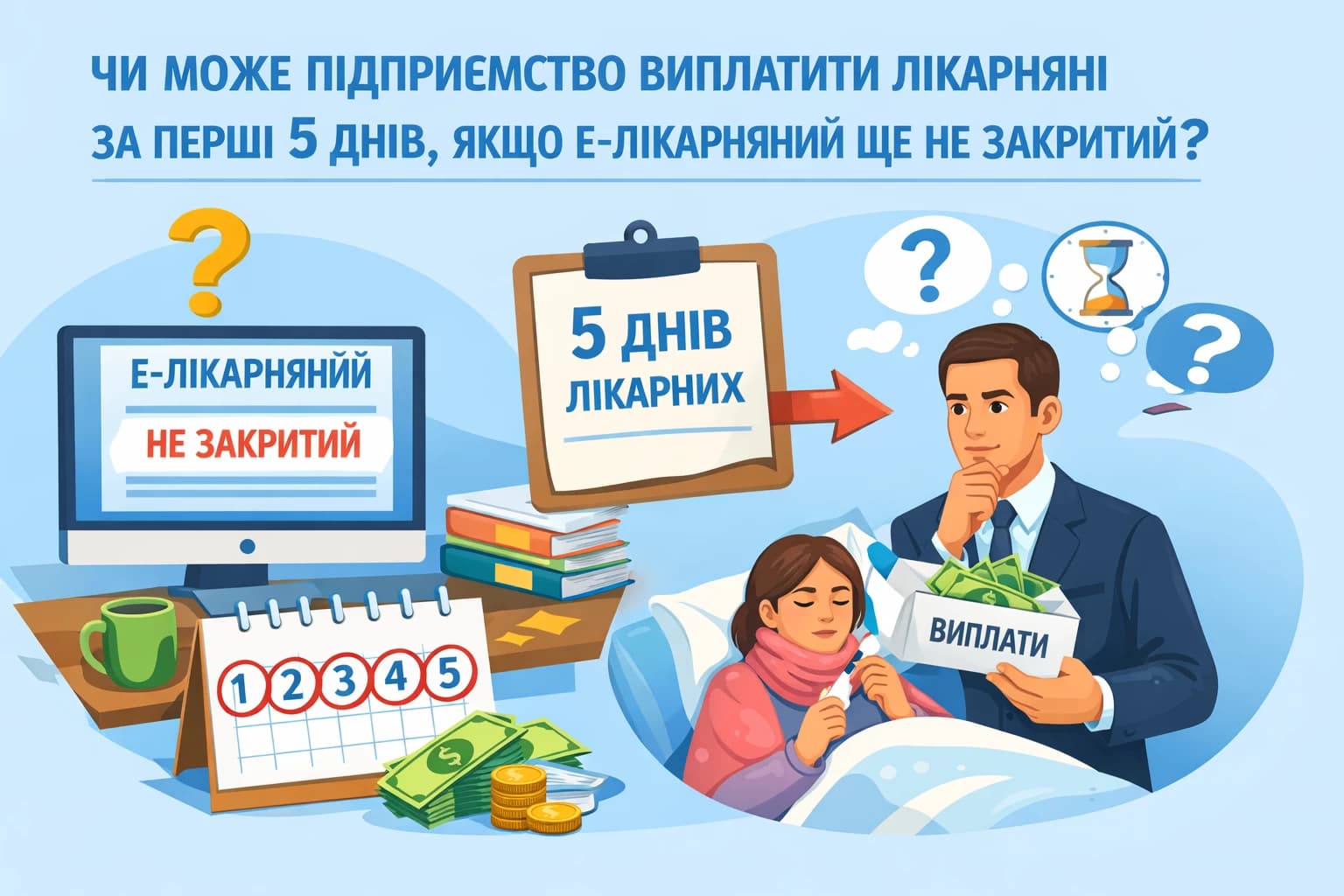 Чи може підприємство виплатити лікарняні за перші 5 днів хвороби, які фінансуються за рахунок роботодавця, якщо е-лікарняний ще не закритий?