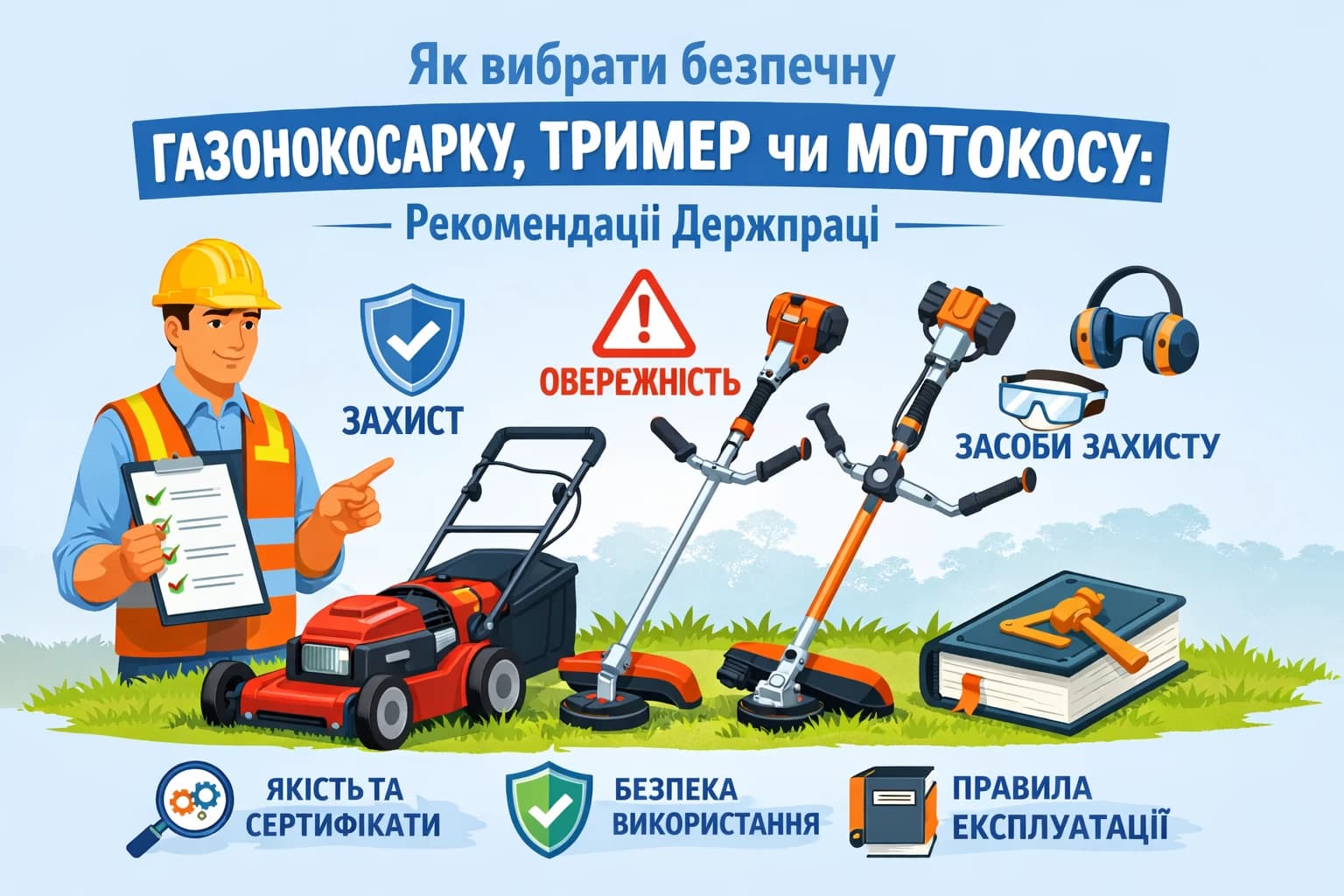 Як вибрати безпечну газонокосарку, тример чи мотокосу: рекомендації Держпраці