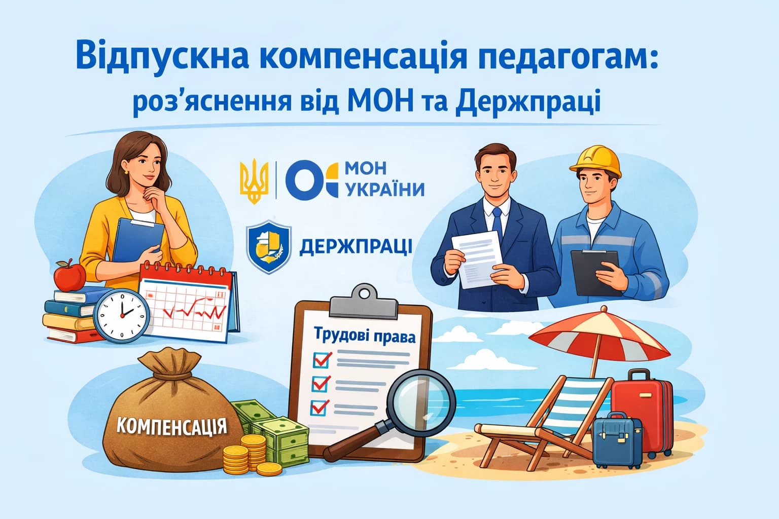 Відпускна компенсація педагогам: роз’яснення від МОН та Держпраці