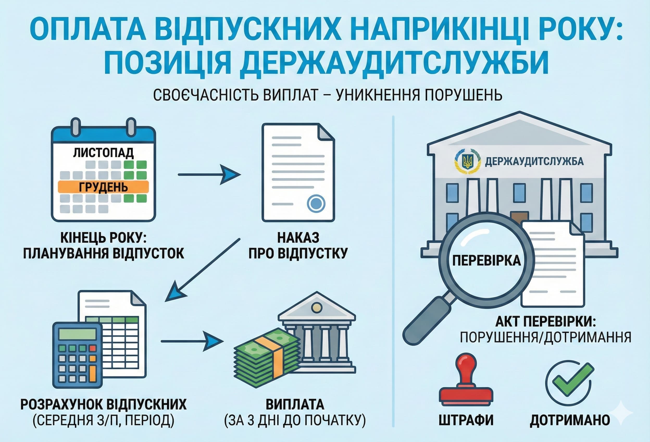Оплата відпускних наприкінці року: позиція Держаудитслужби