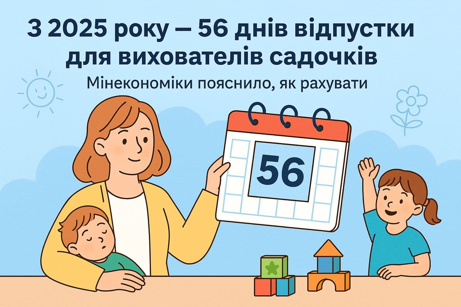 З 2025 року — 56 днів відпустки для вихователів садочків: Мінекономіки пояснило, як рахувати