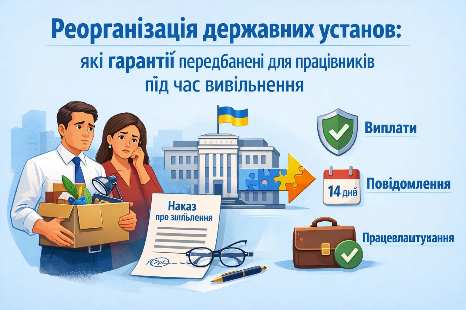 Реорганізація державних установ: які гарантії передбачені для працівників під час вивільнення