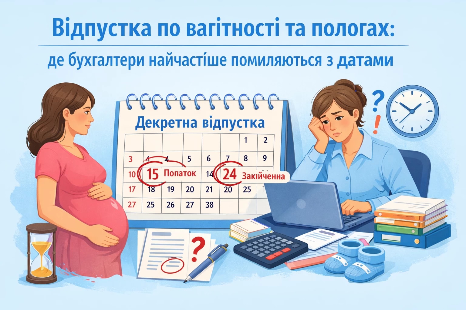 Відпустка по вагітності та пологах: де бухгалтери найчастіше помиляються з датами