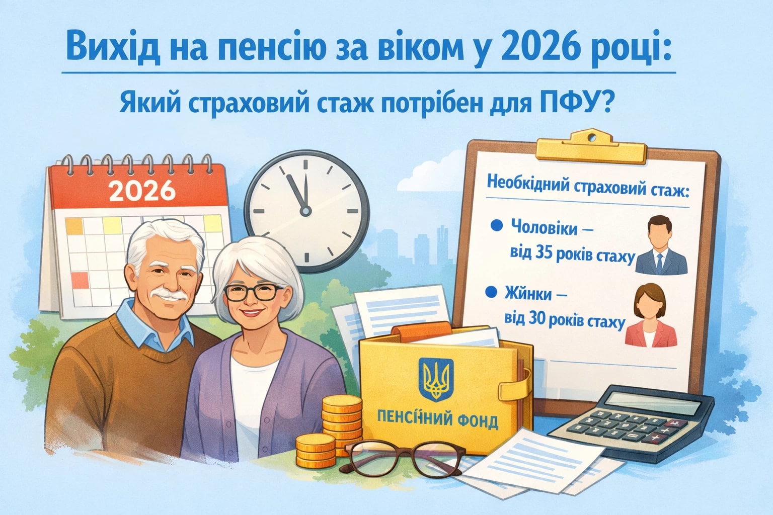 Вихід на пенсію за віком у 2026 році: який страховий стаж потрібен для ПФУ
