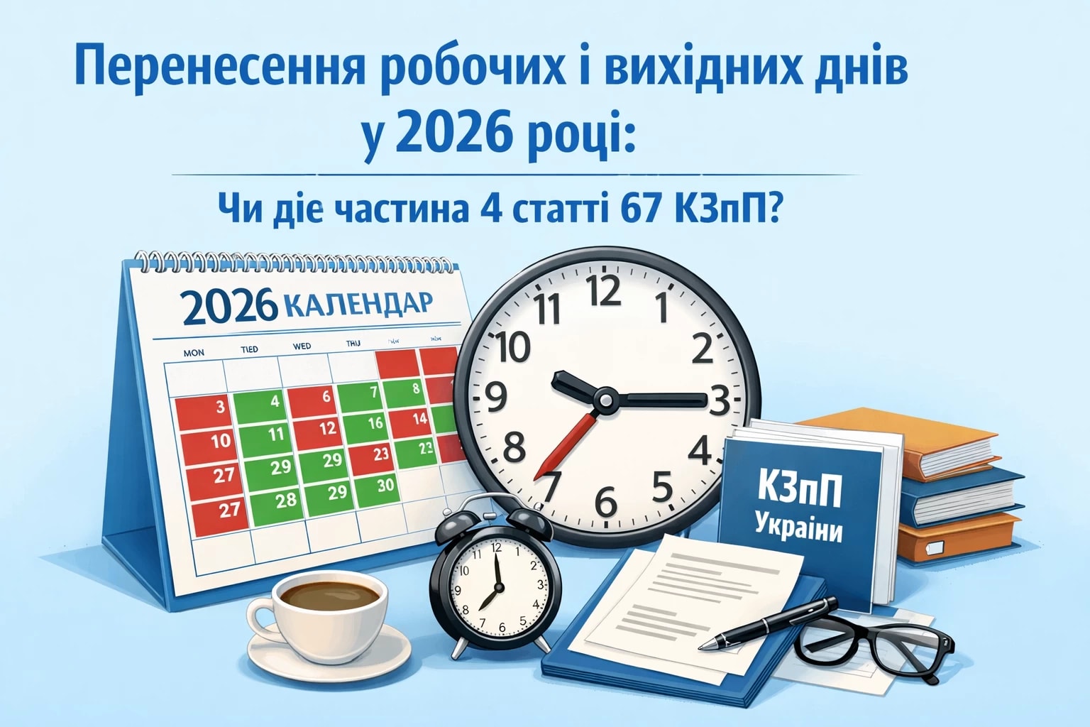 Перенесення робочих і вихідних днів у 2026 році: чи діє частина четверта статті 67 КЗпП