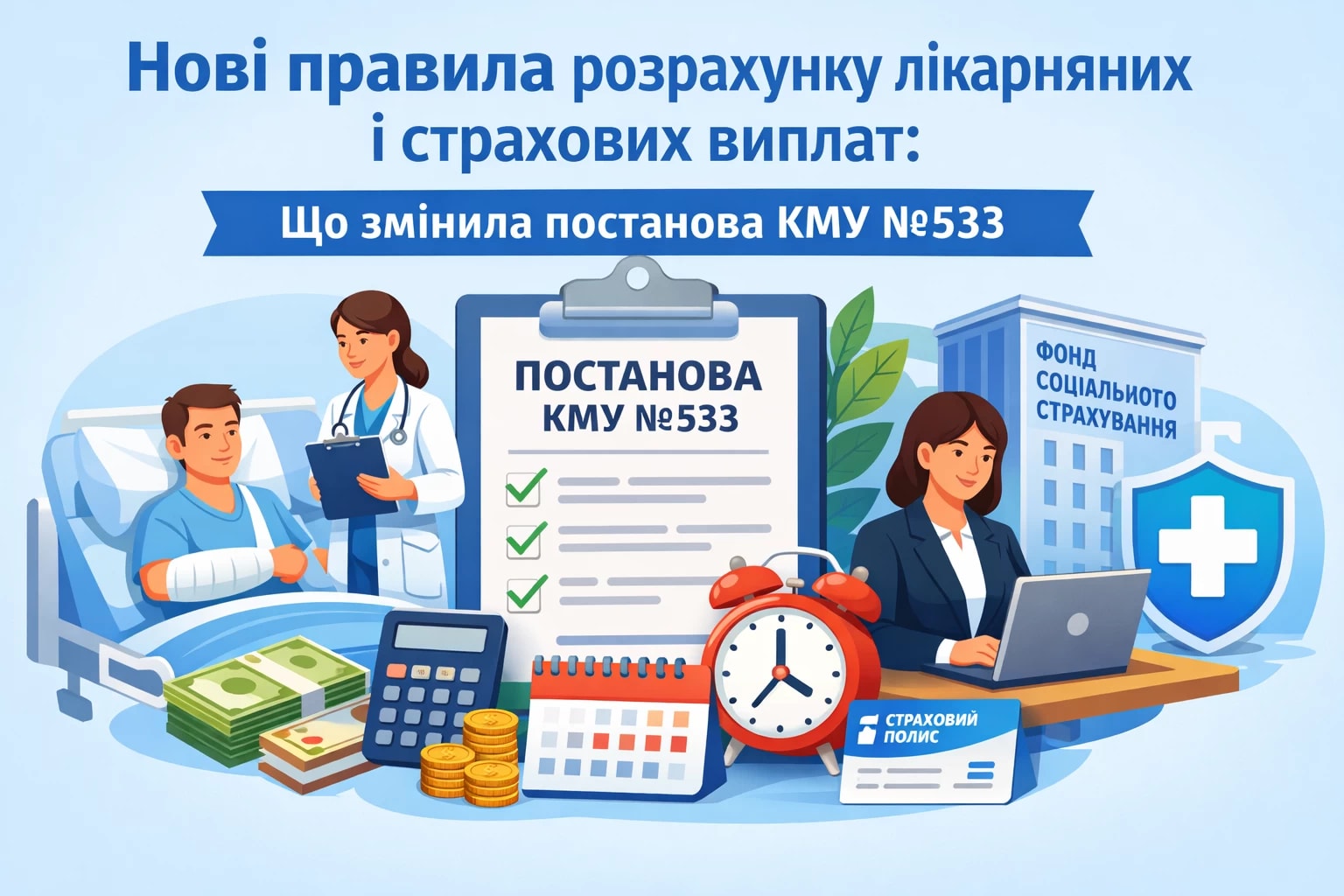 Нові правила розрахунку лікарняних і страхових виплат: що змінила постанова КМУ №533