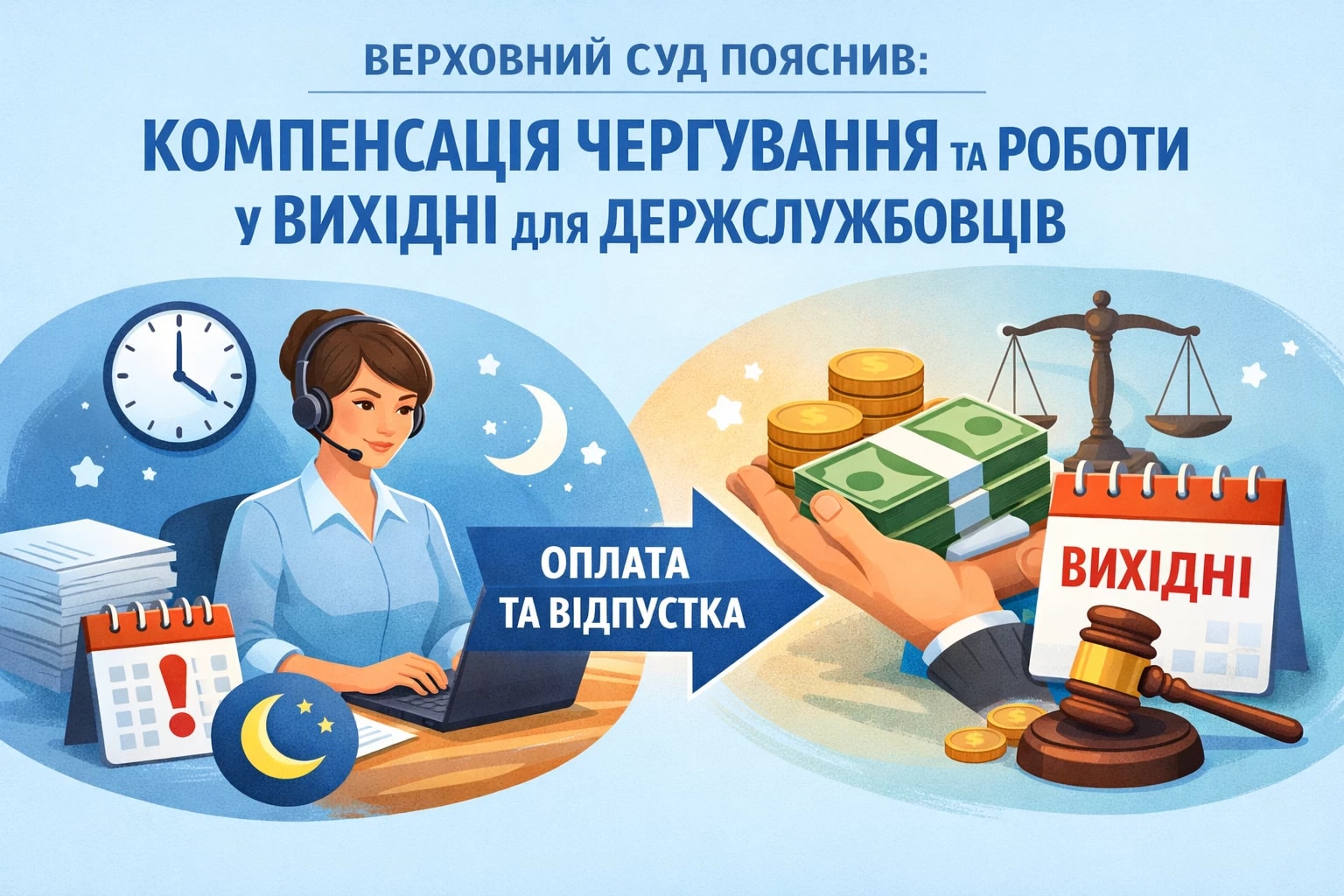 Верховний Суд пояснив, коли держслужбовцям мають компенсувати чергування та роботу у вихідні