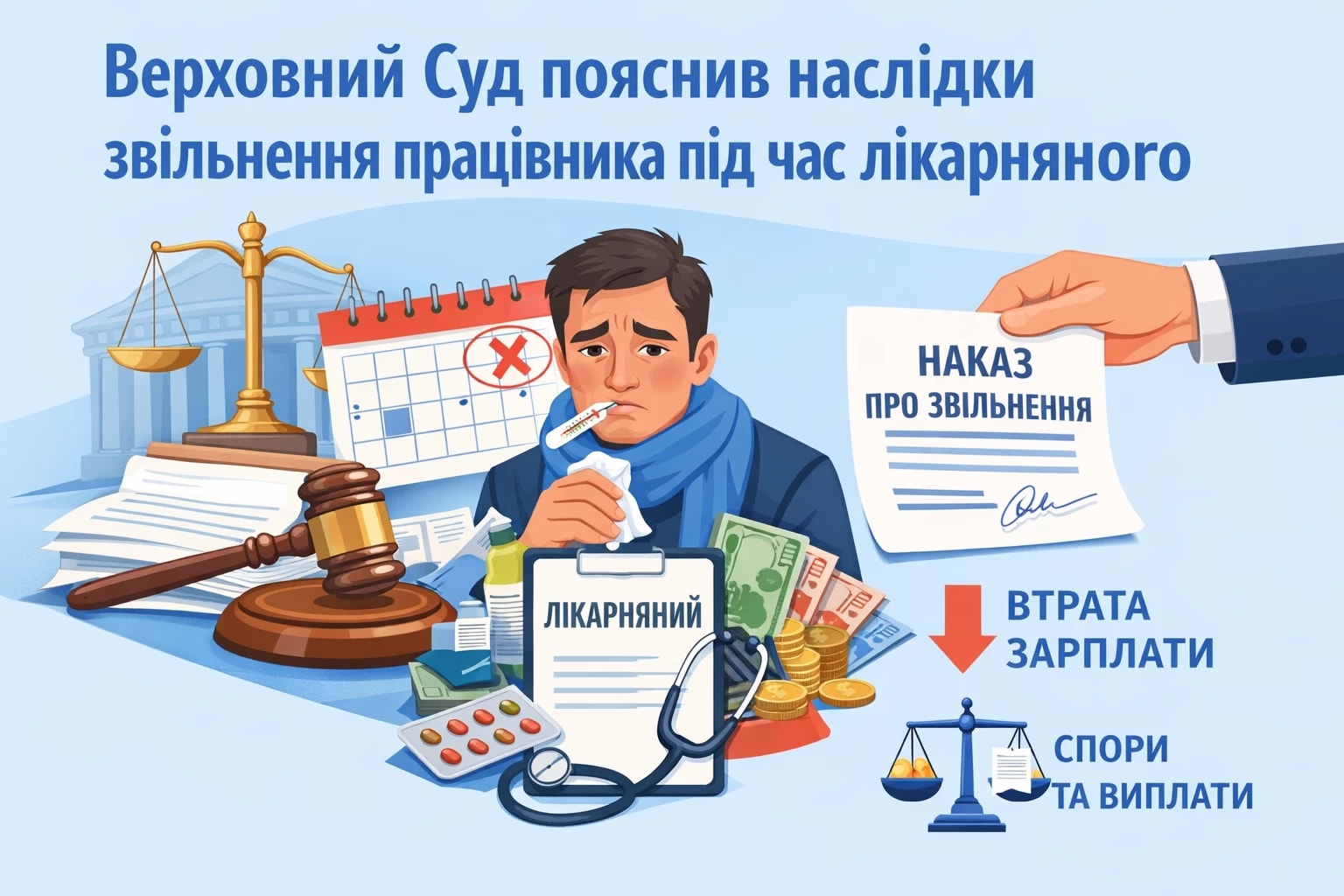 Верховний Суд пояснив наслідки звільнення працівника під час лікарняного