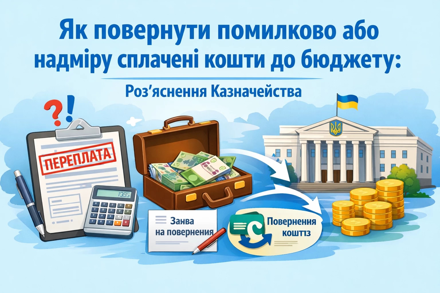 Як повернути помилково або надміру сплачені кошти до бюджету: роз’яснення Казначейства
