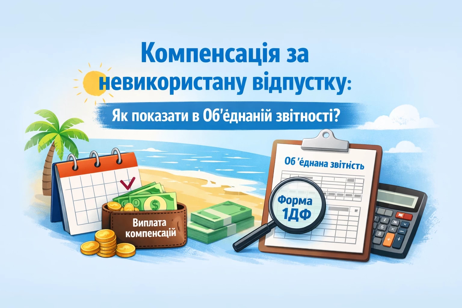 Установа виплатило компенсацію за невикористану відпустку. Як показати в Об'єднаній звітності?