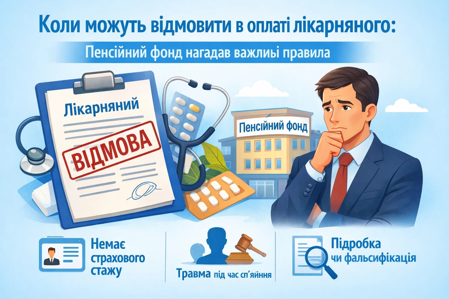 Коли можуть відмовити в оплаті лікарняного: Пенсійний фонд нагадав важливі правила