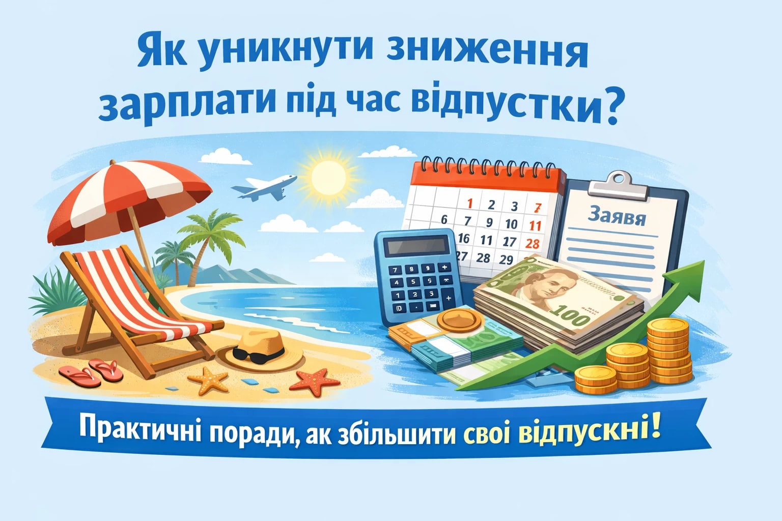 Знайома ситуація: йдеш у відпустку — а зарплата «просідає». Чи можна цього уникнути? Так. І сьогодні розглянемо кілька практичних способів, як вплинути на суму відпускних.