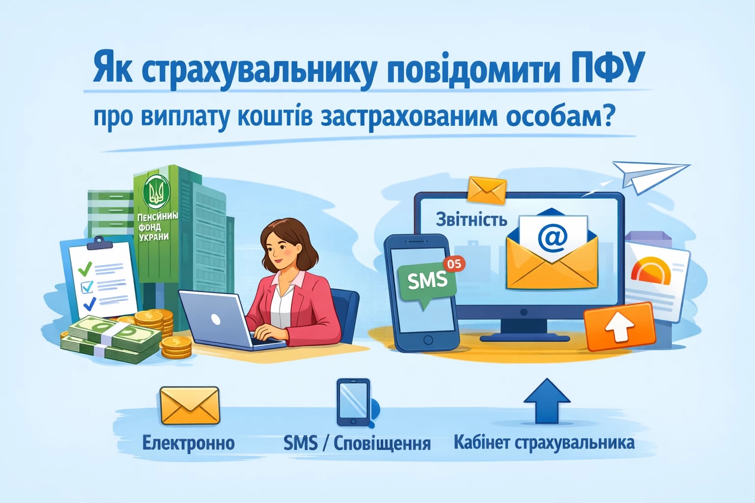 Як страхувальнику повідомити ПФУ про виплату коштів застрахованим особам?