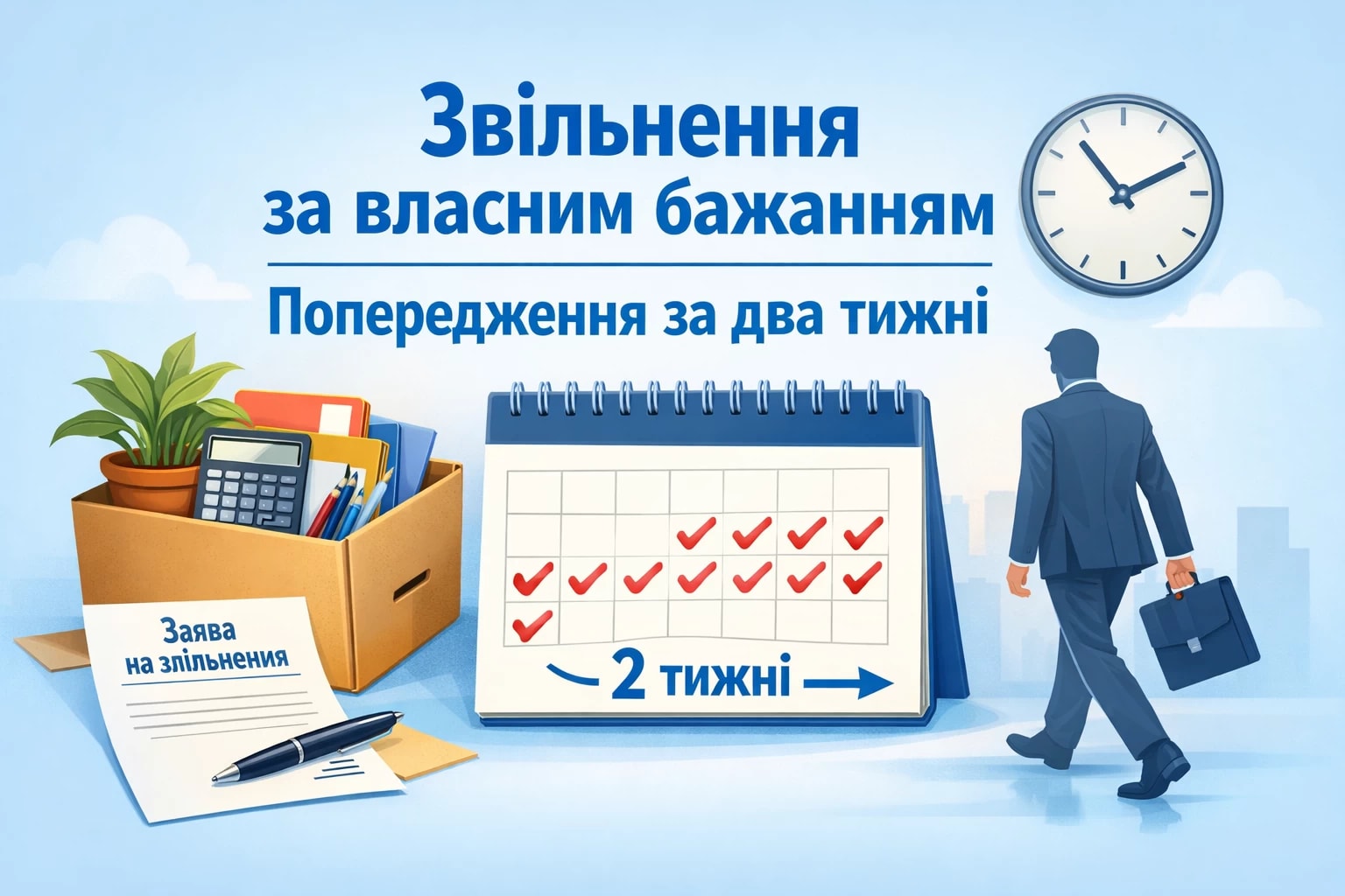 Звільнення за власним бажанням і попередження за два тижні