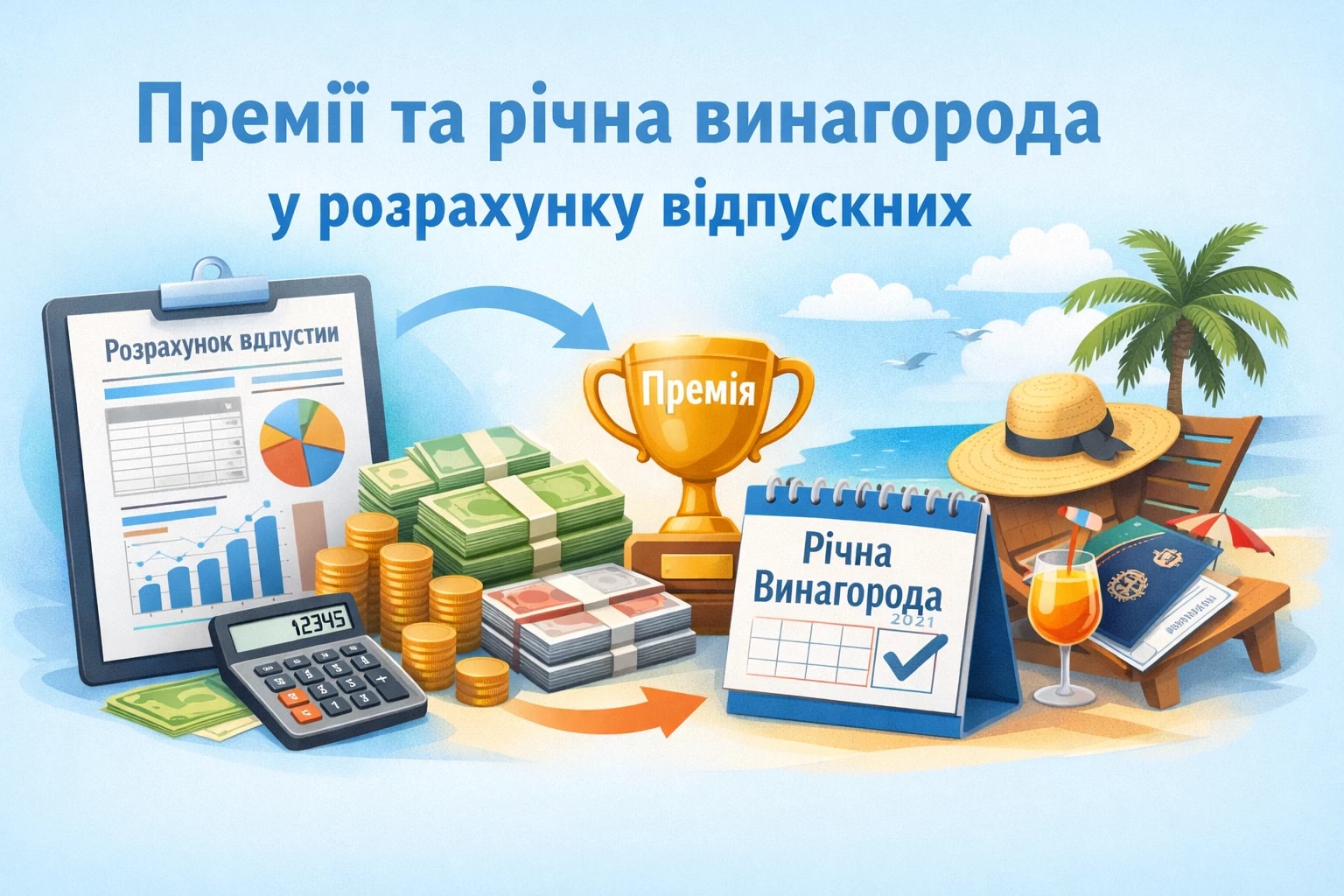 Премії та річна винагорода у розрахунку відпускних