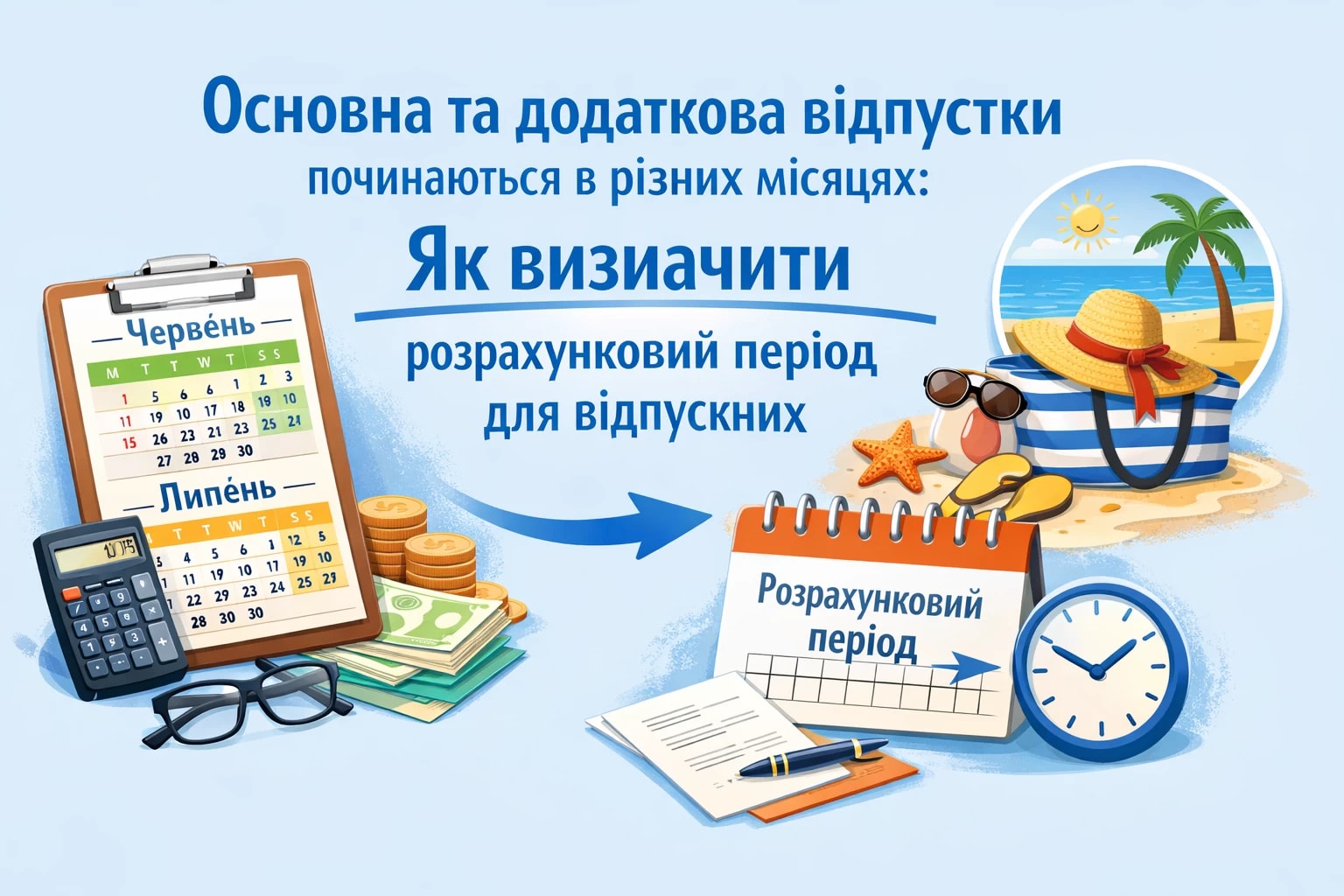 Основна та додаткова відпустки починаються в різних місяцях: як визначити розрахунковий період для відпускних