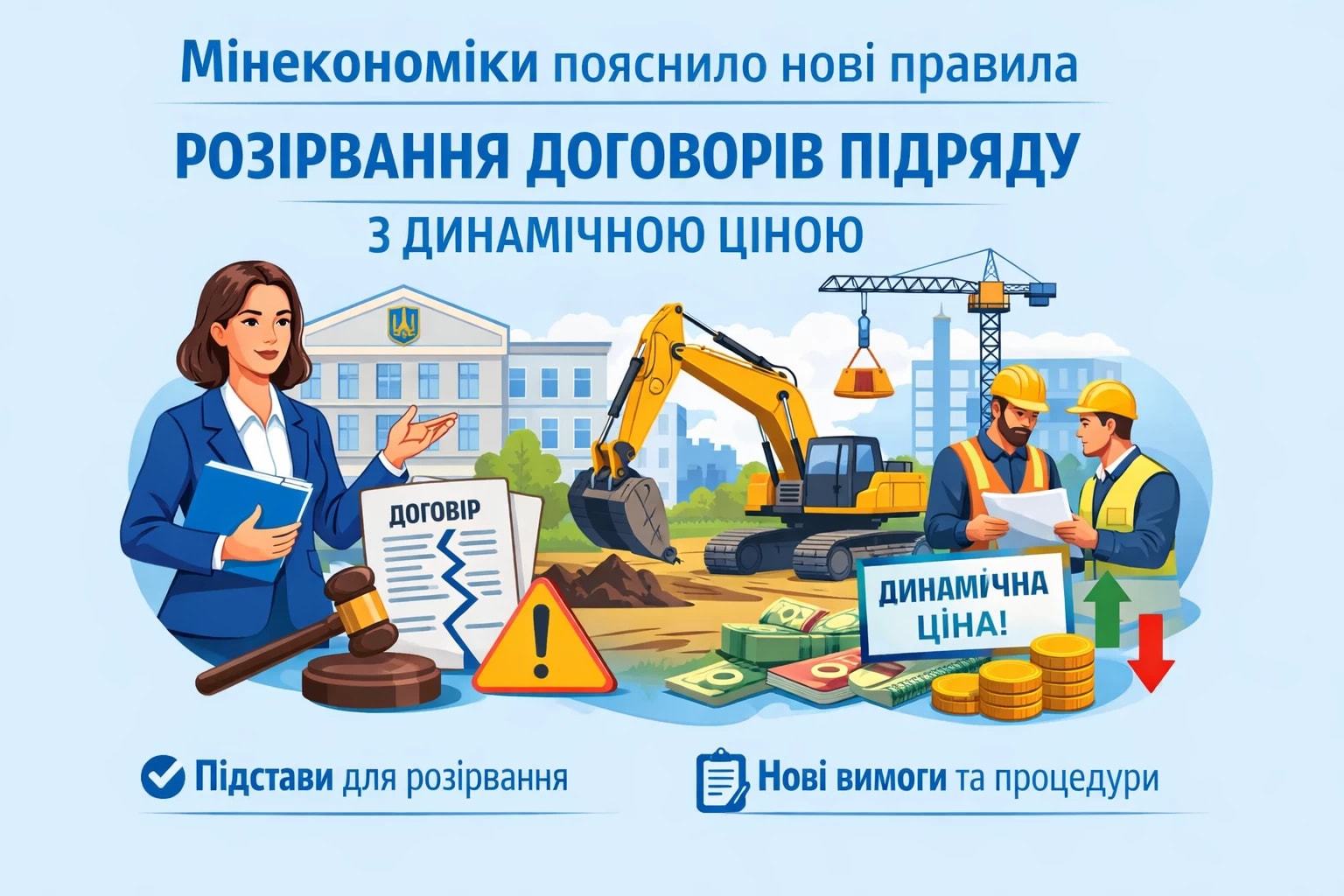 Мінекономіки пояснило нові правила розірвання договорів підряду з динамічною договірною ціною
