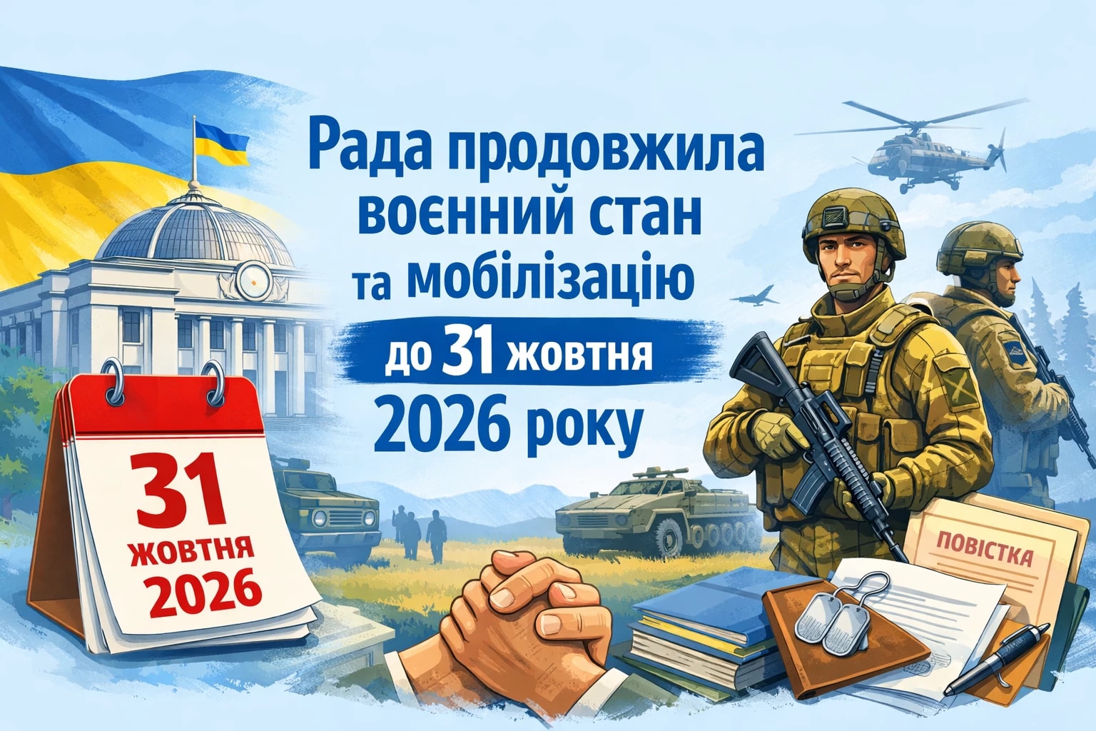 Рада продовжила воєнний стан та мобілізацію до 31 жовтня 2026 року