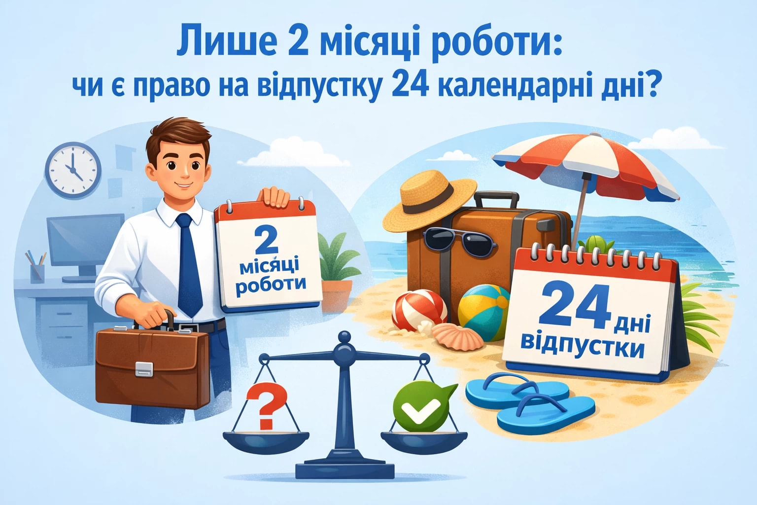 Працівник пропрацював лише 2 місяці: чи має право на відпустку 24 календарні дні