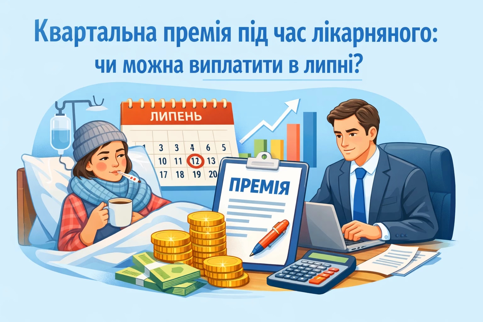 Квартальна премія під час лікарняного: чи можна виплатити в липні?