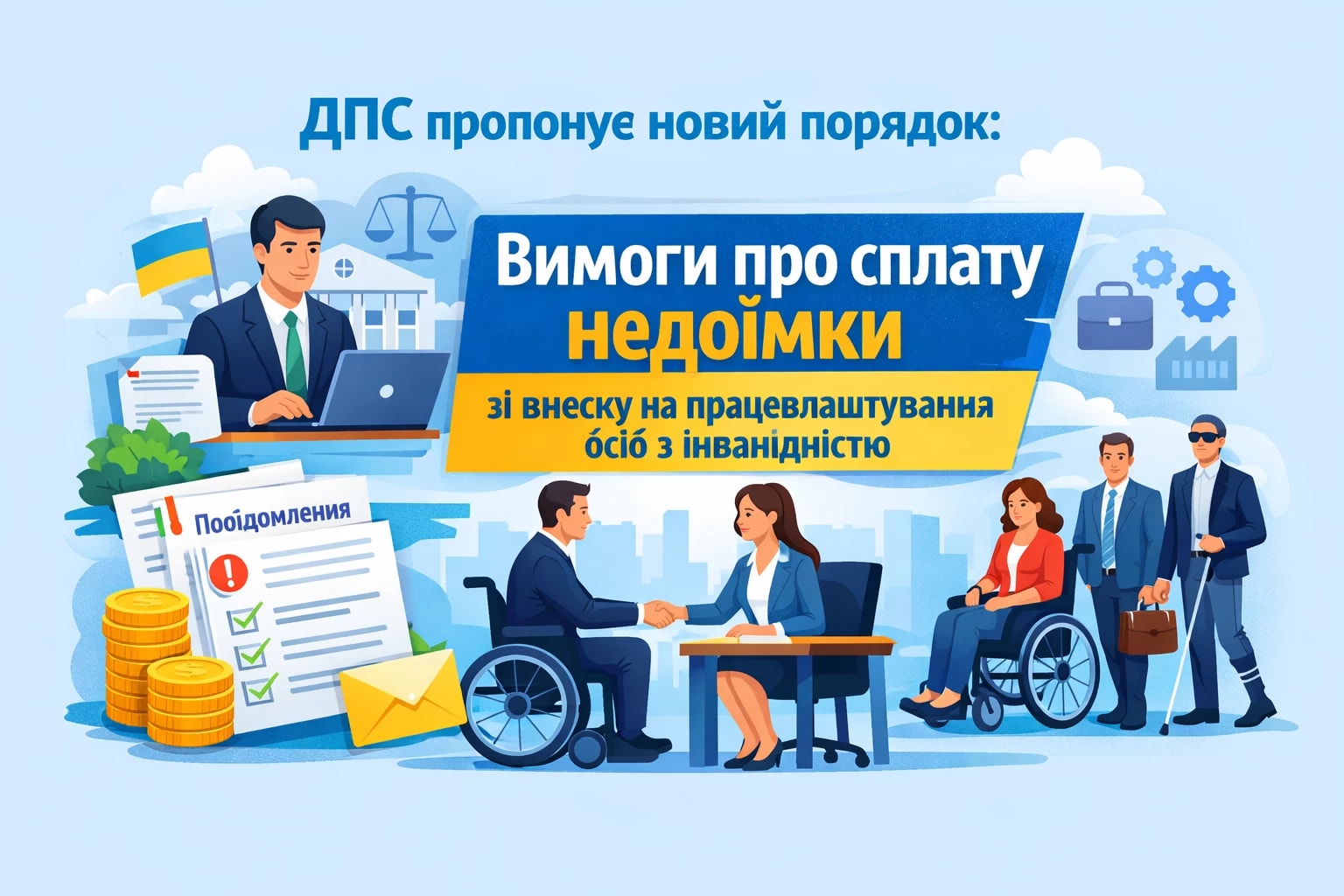ДПС оприлюднила проєкт нового порядку надсилання вимог про сплату недоїмки зі внеску на підтримку працевлаштування осіб з інвалідністю