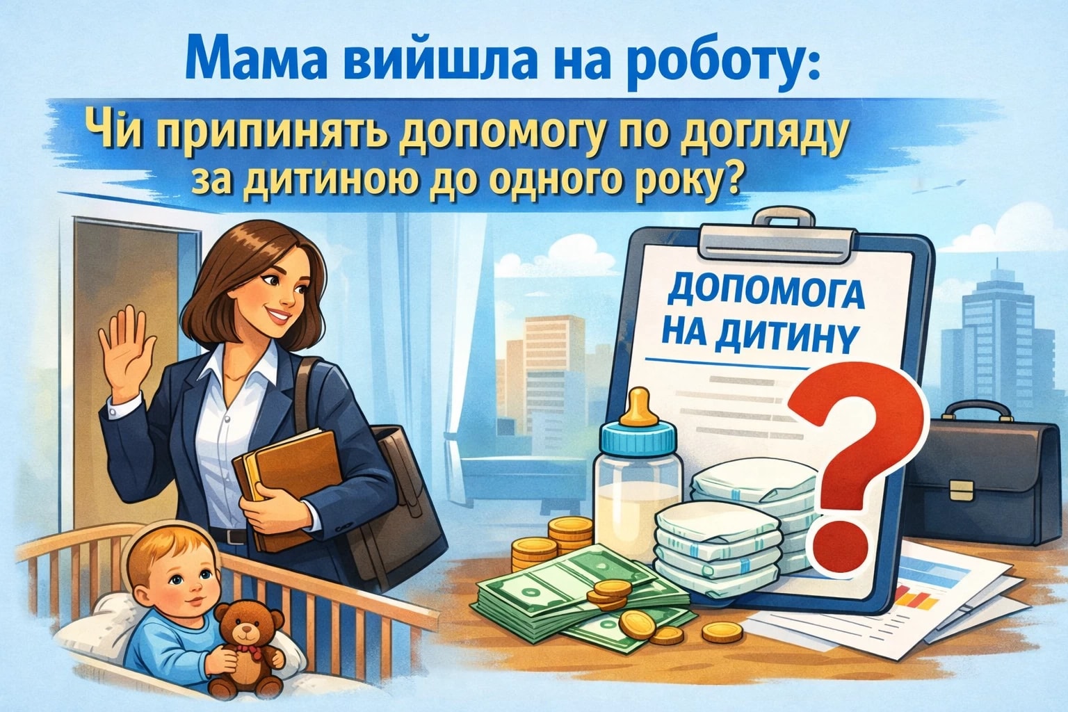 Мама вийшла на роботу: чи припинять допомогу по догляду за дитиною до одного року