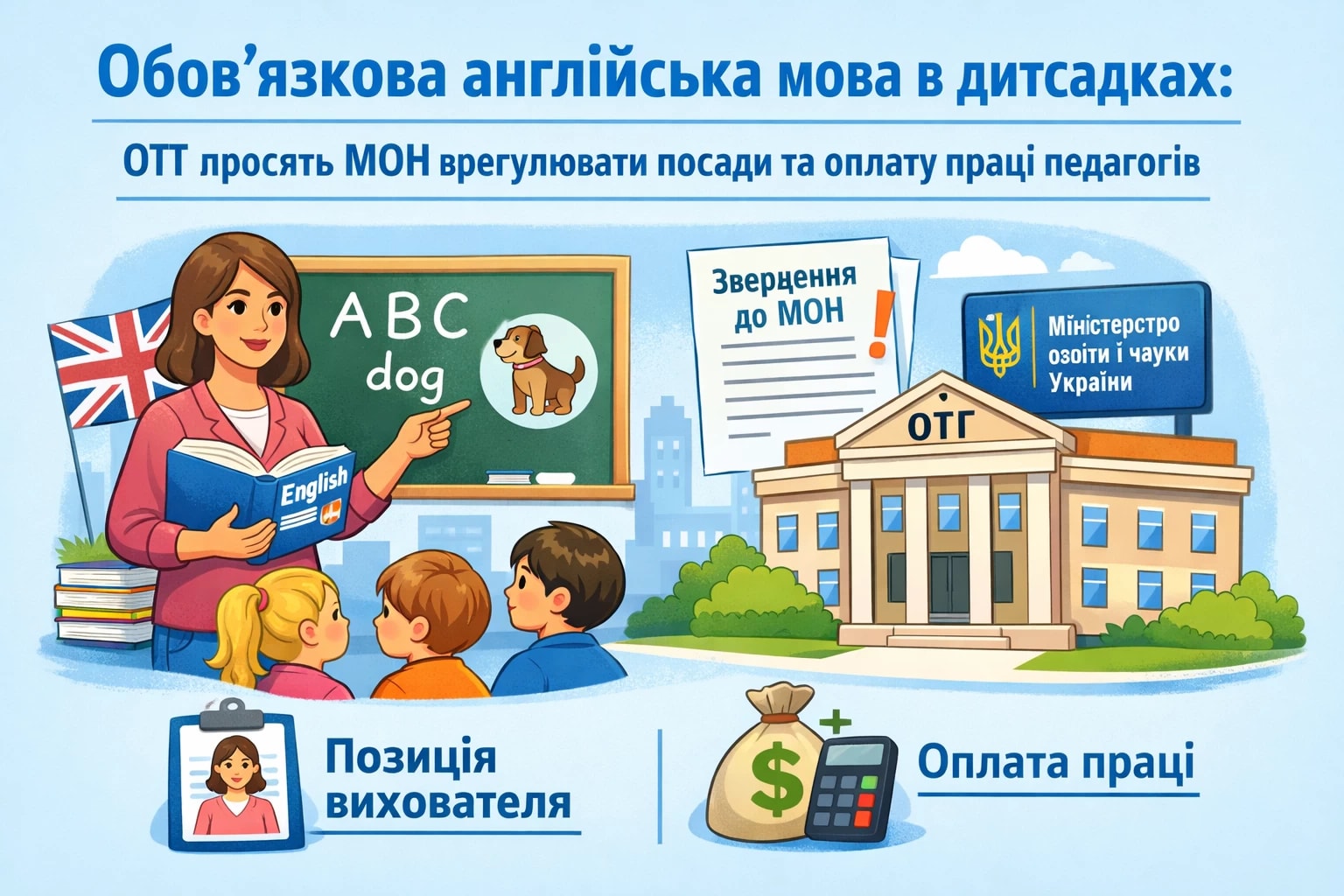 Обов'язкова англійська мова в дитсадках: ОТГ просять МОН врегулювати питання посади та оплати праці педагогів