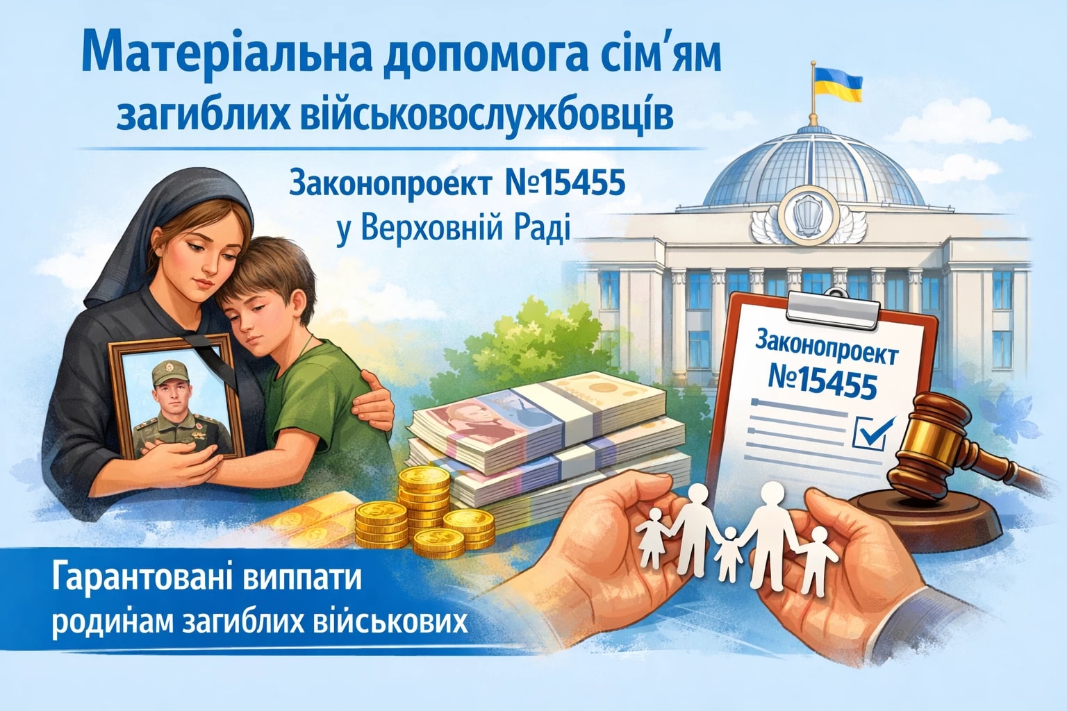 Сім'ям загиблих військовослужбовців хочуть гарантувати виплату матеріальної допомоги: у Раді зареєстрували законопроєкт №15455