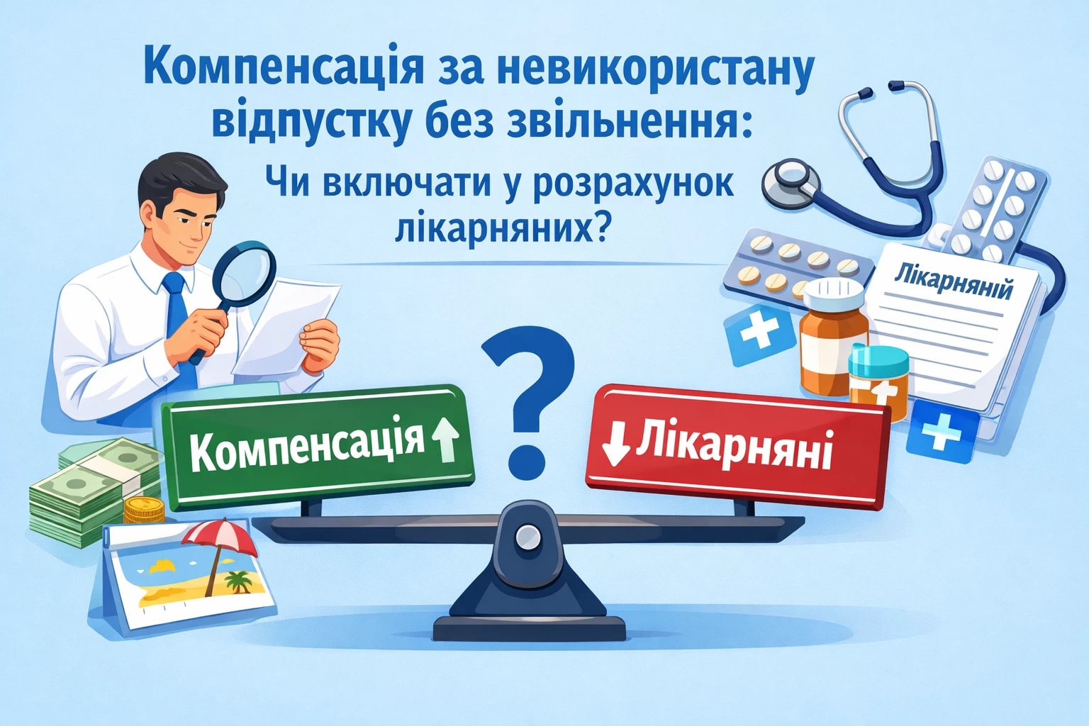 Працівнику виплатили компенсацію за невикористану відпустку без звільнення. Чи включати таку суму в розрахунок лікарняних?