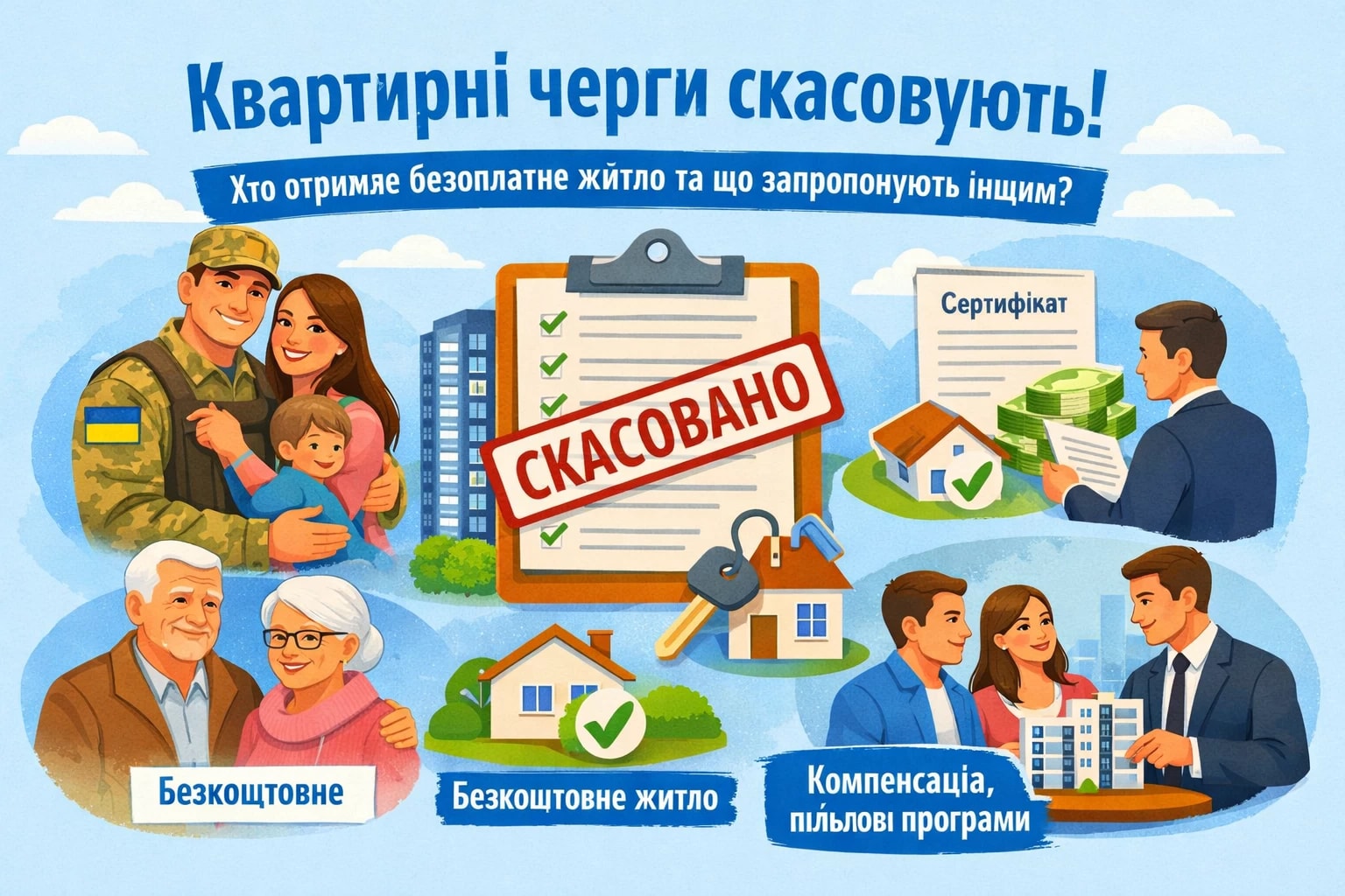 Квартирні черги скасовують: хто отримає безоплатне житло та що запропонують іншим
