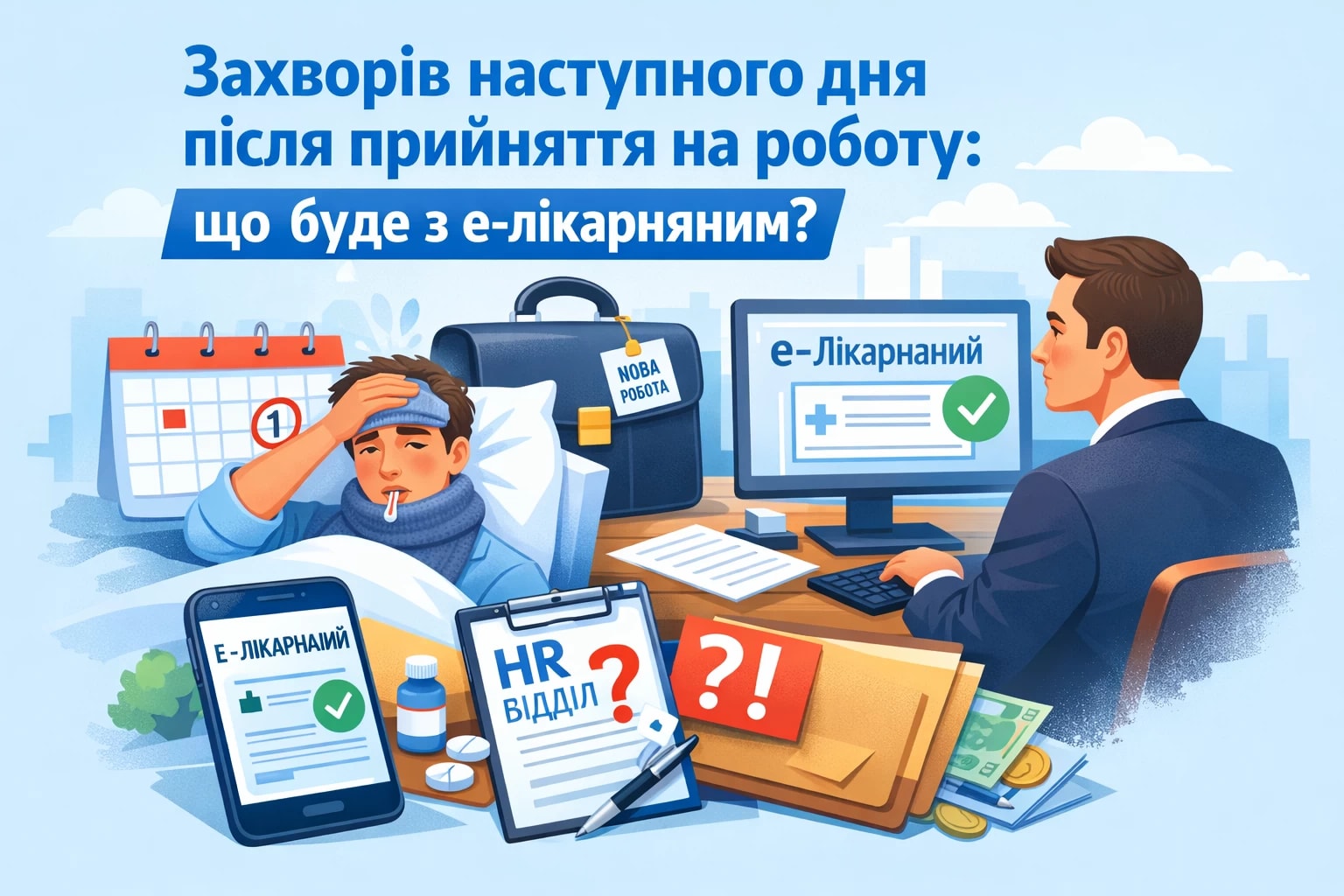 Захворів на наступний день після прийняття на роботу: що буде з е-лікарняним