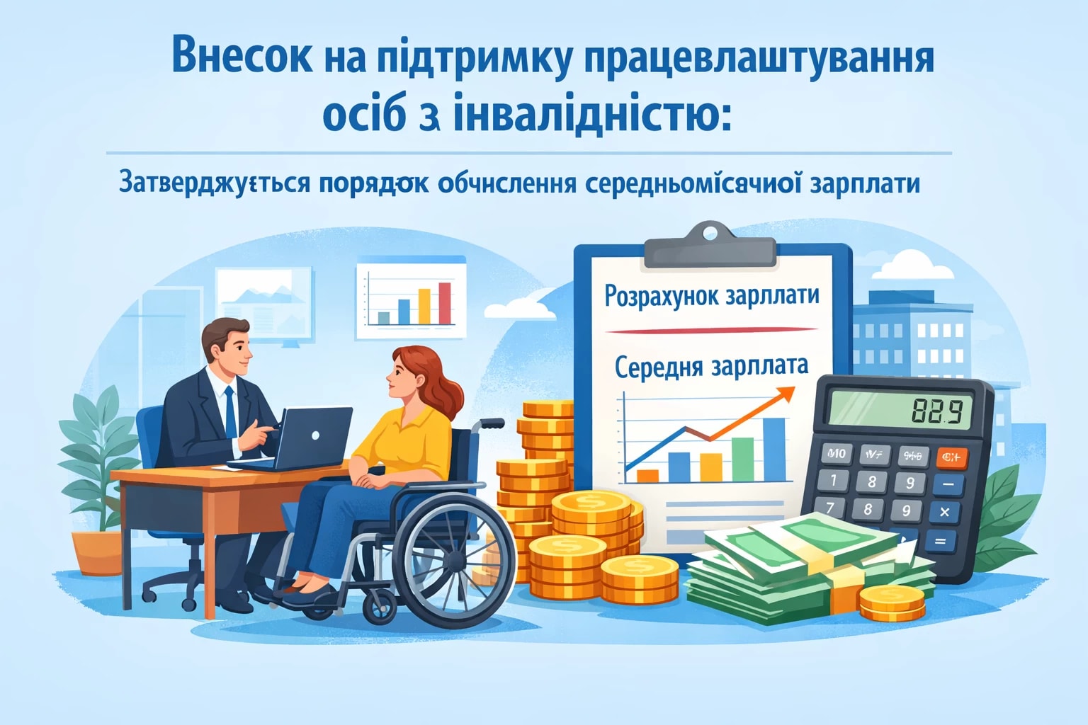 Внесок на підтримку працевлаштування осіб з інвалідністю: затверджується порядок обчислення середньомісячної заробітної плати