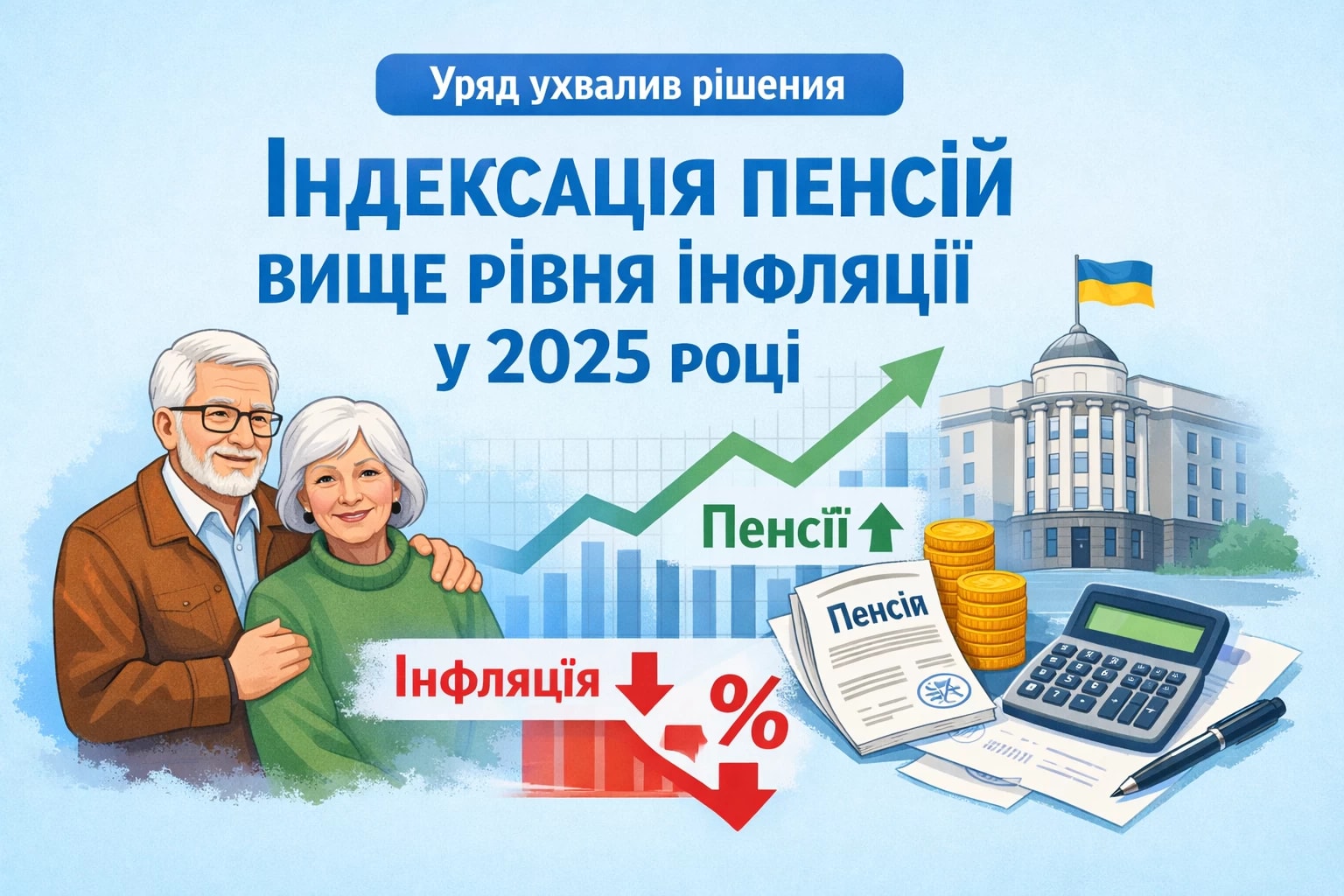 Уряд ухвалив рішення про індексацію пенсій вище рівня інфляції за 2025 рік