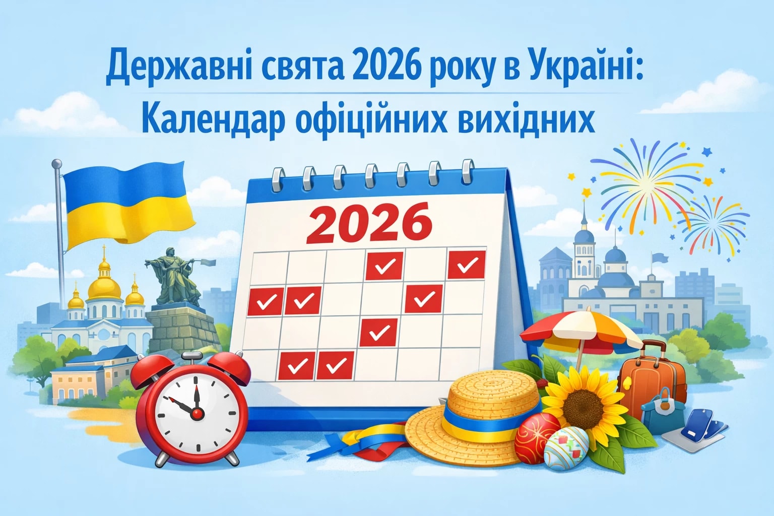 Державні свята 2026 року в Україні: календар офіційних вихідних