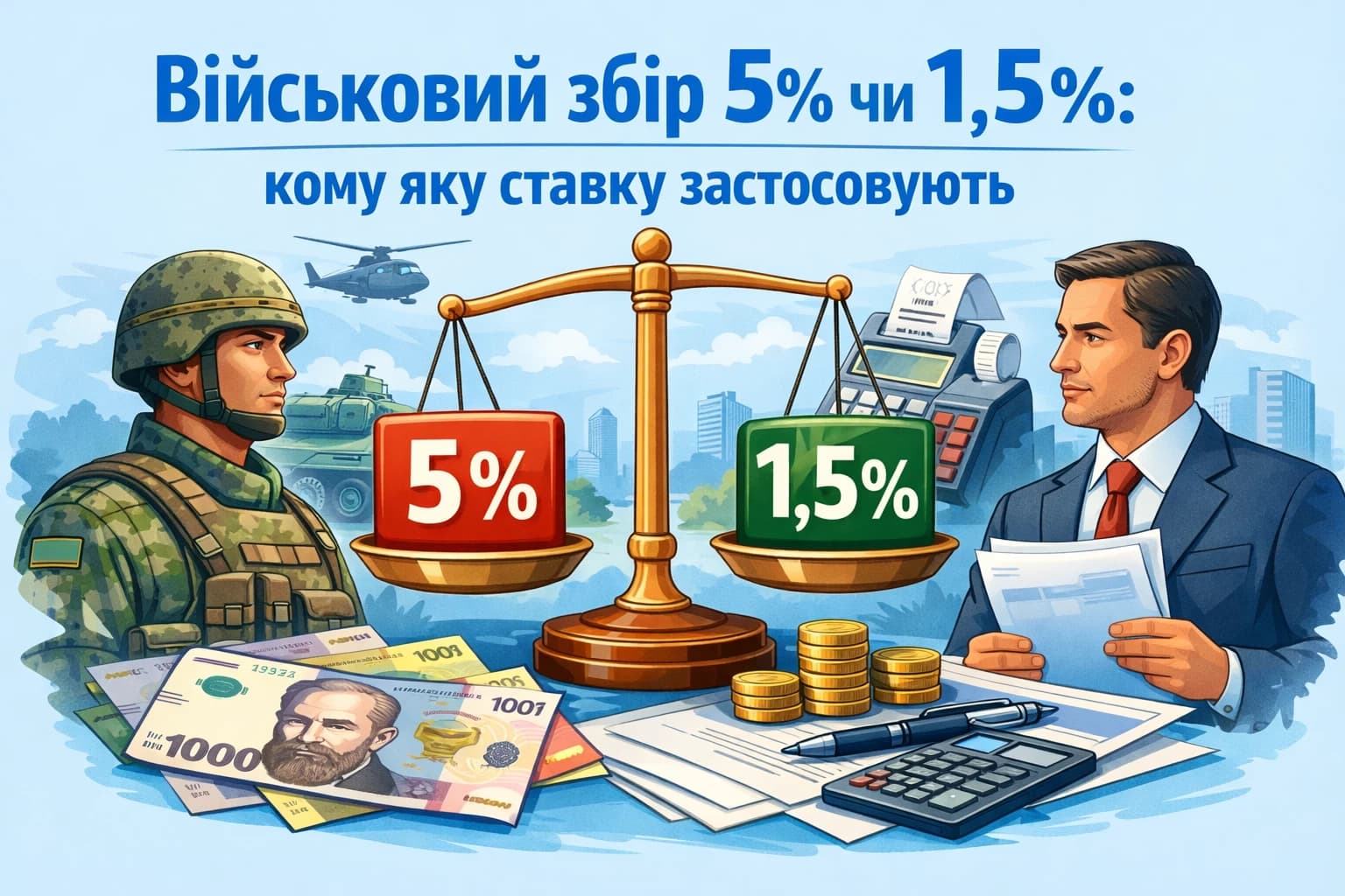 Військовий збір 5% чи 1,5%: кому яку ставку застосовують